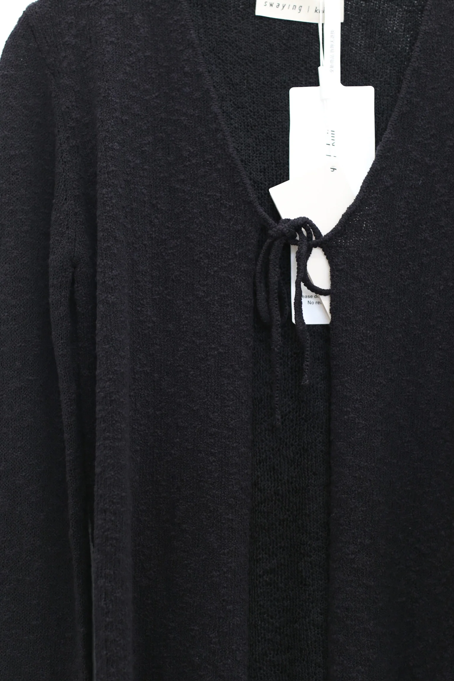SWAYING/KNIT lace-up long-sleeved cardigan SW24SS1T75 black PS77 - Image 4