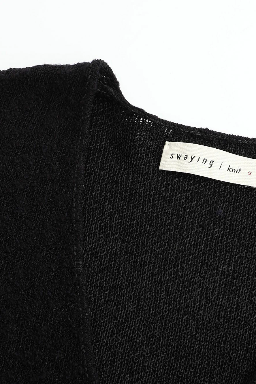 SWAYING/KNIT lace-up long-sleeved cardigan SW24SS1T75 black PS77 - Image 9