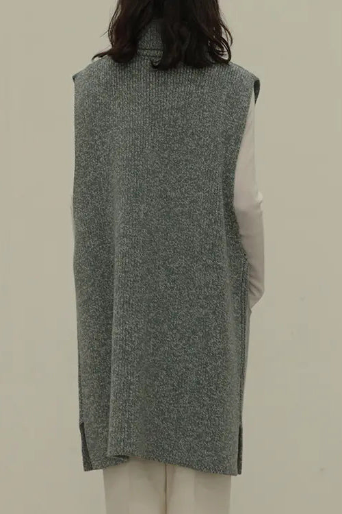 SWAYING/KNIT Lapel Pocket Detail Vest SW202SZ33 Green PS5 - Image 3