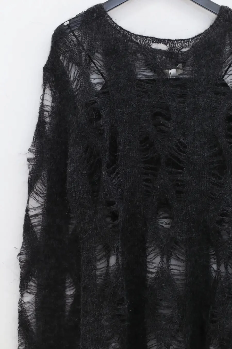SWAYING/KNIT mohair hollow floral pullover (with suspenders) SW23AW1T51 dark gray PS64 - Image 7