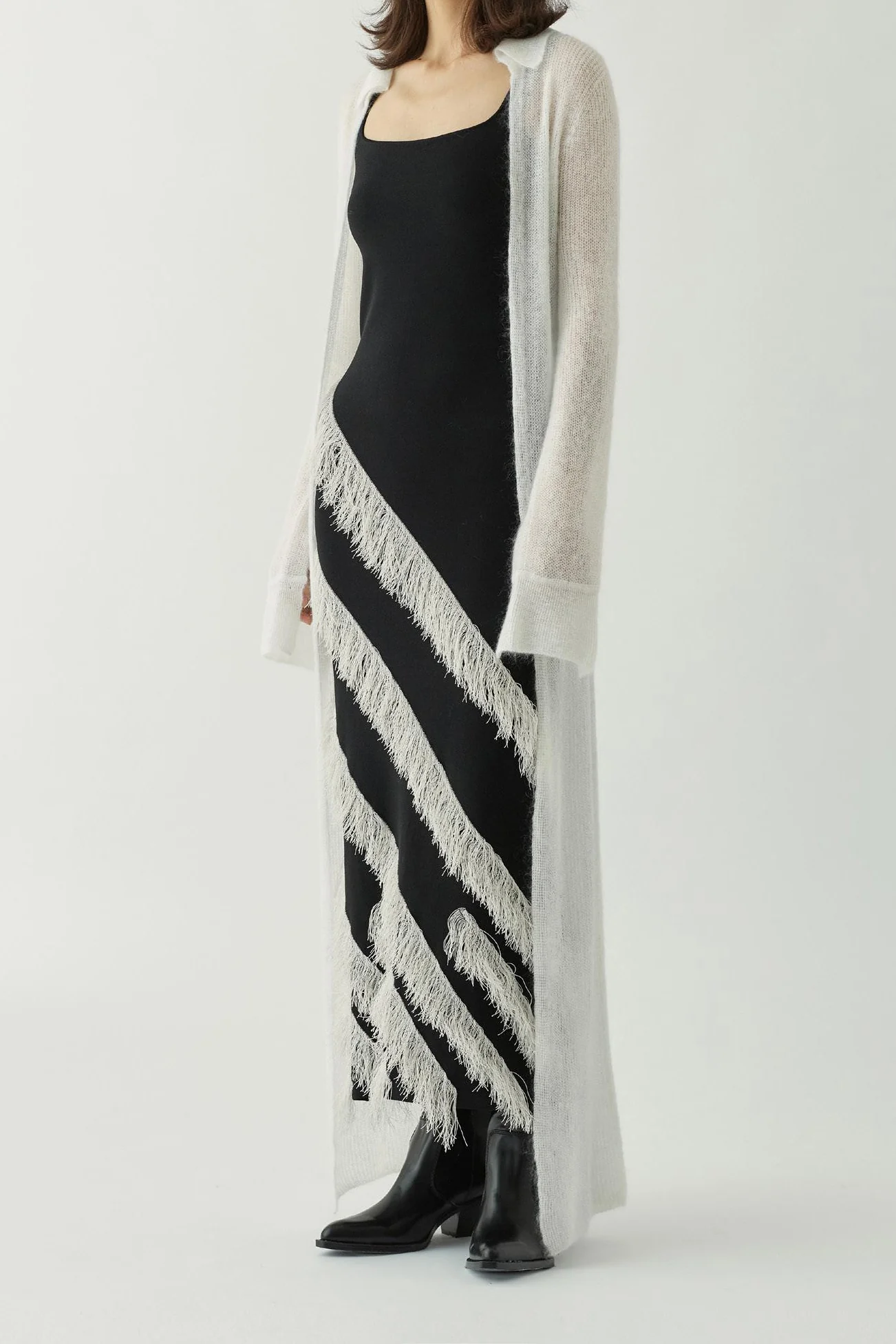 SWAYING/KNIT Mohair Slim Fit Cardigan SW22AW1T81 White PS53 - Image 5