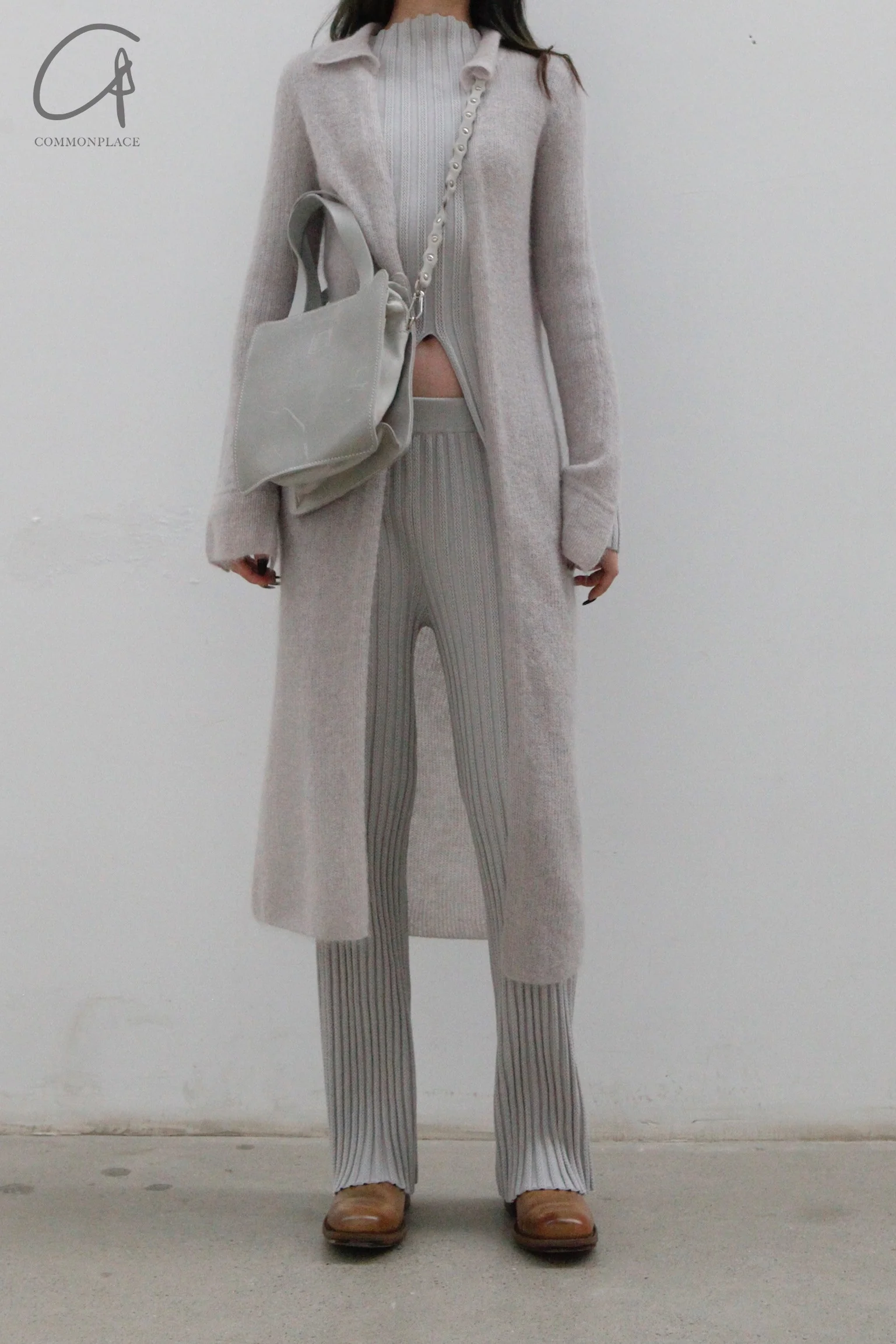 SWAYING/KNIT Mohair Slim Long Cardigan SW22AW1T83 Light Grey PS53 - Image 2