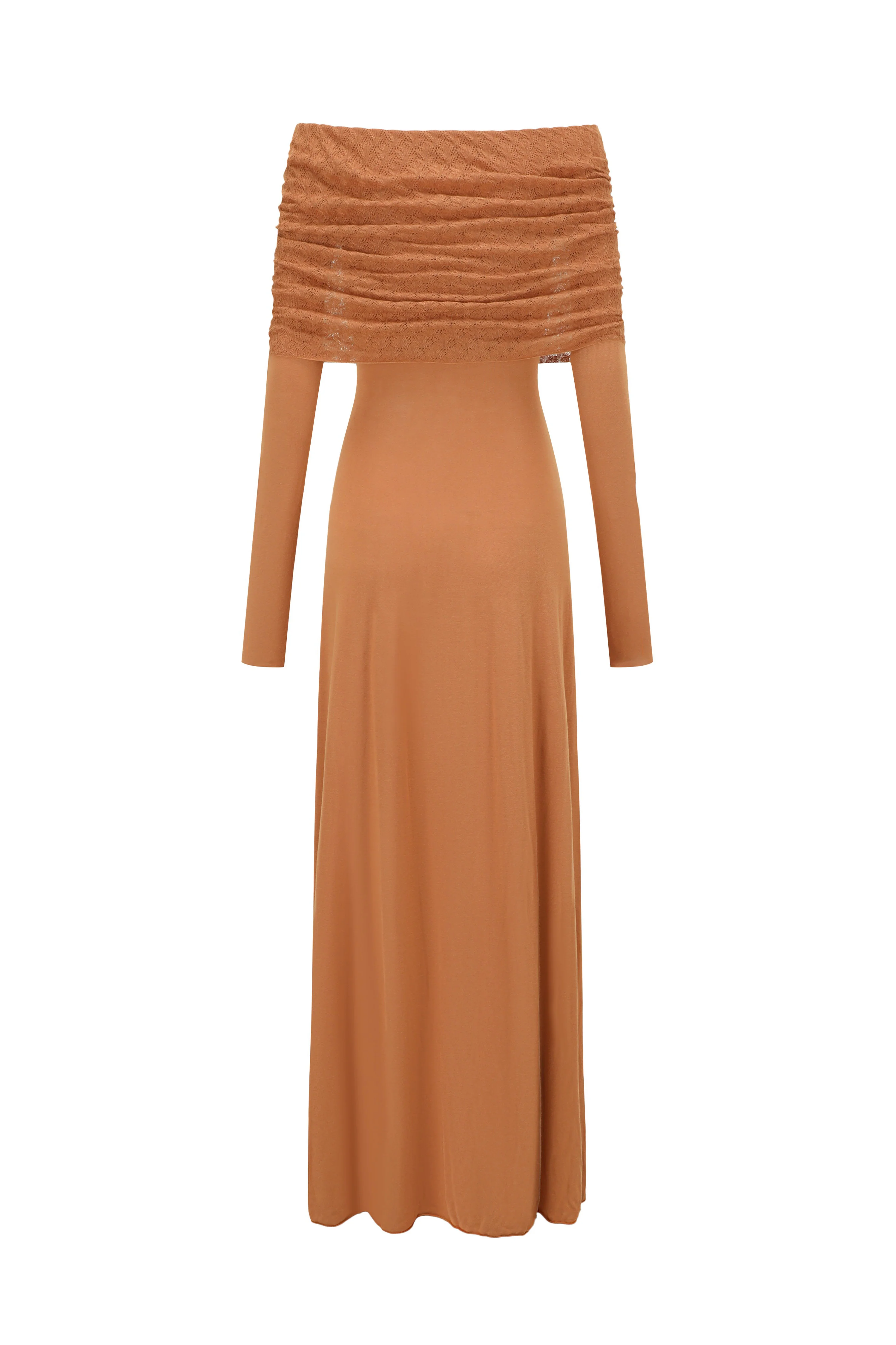 SWAYING/KNIT one-line collar cutout dress SW-SW24SS2L26-TAOTU clay color PS71 - Image 7