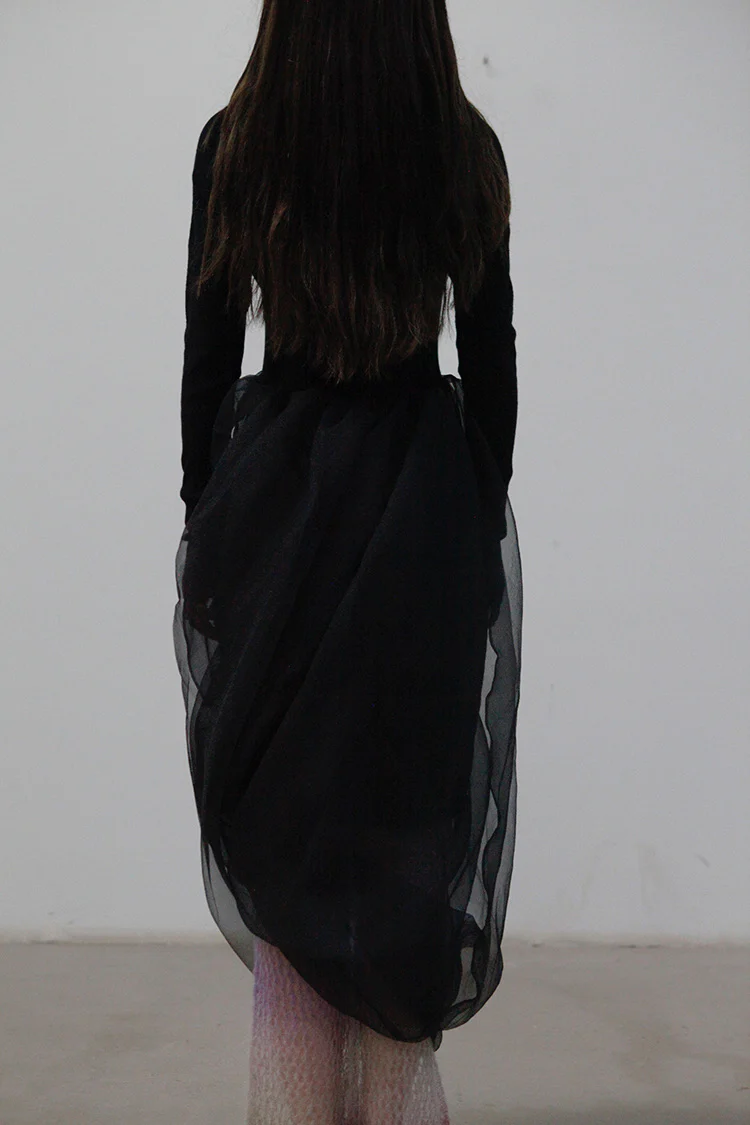 SWAYING/KNIT Organza Swivel Dress SW212LS17 Black PS30 - Image 4