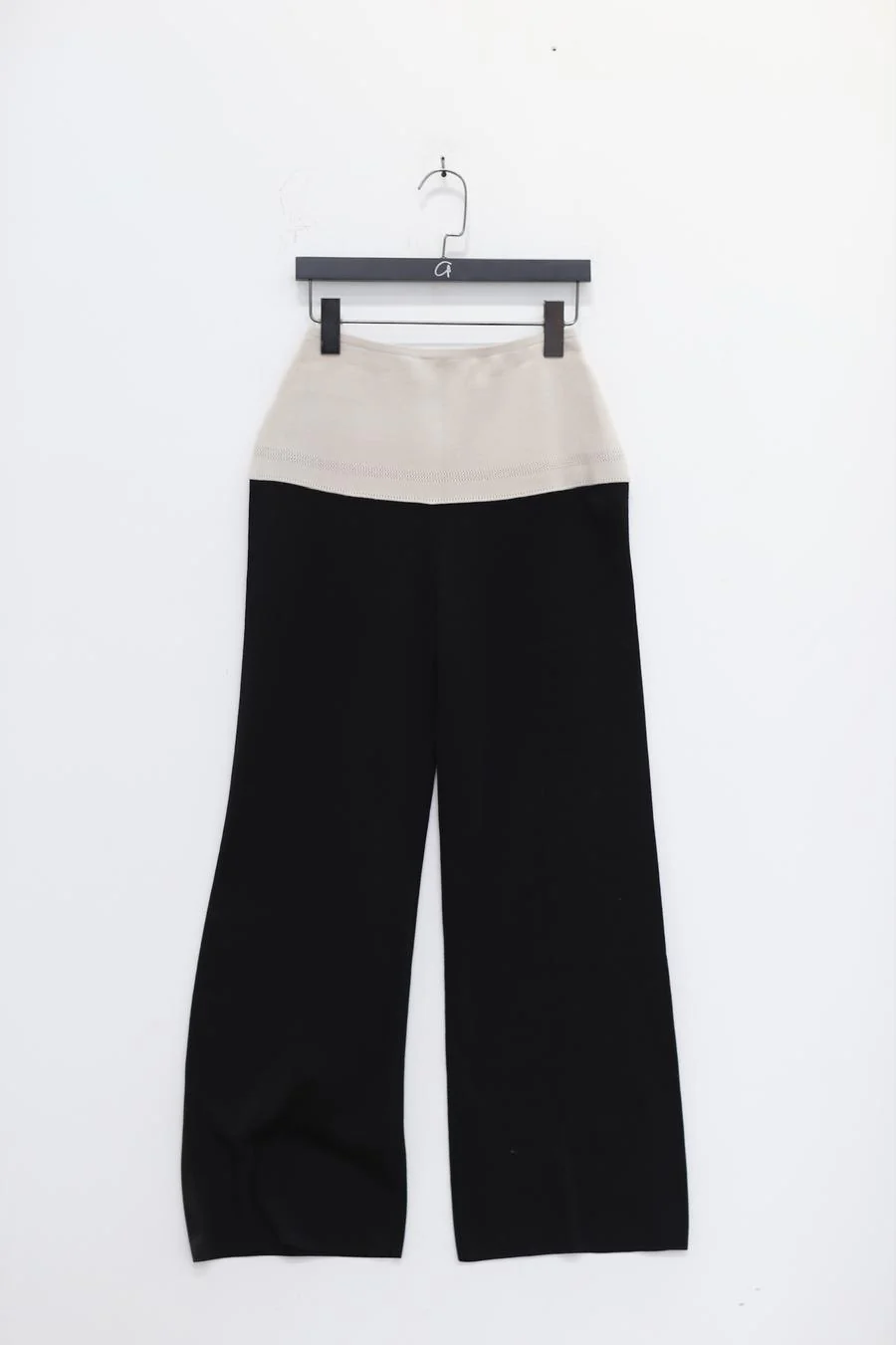 SWAYING/KNIT Paneled Silk Wide Leg Pants SW22SSB11 Beige/Black - Image 14