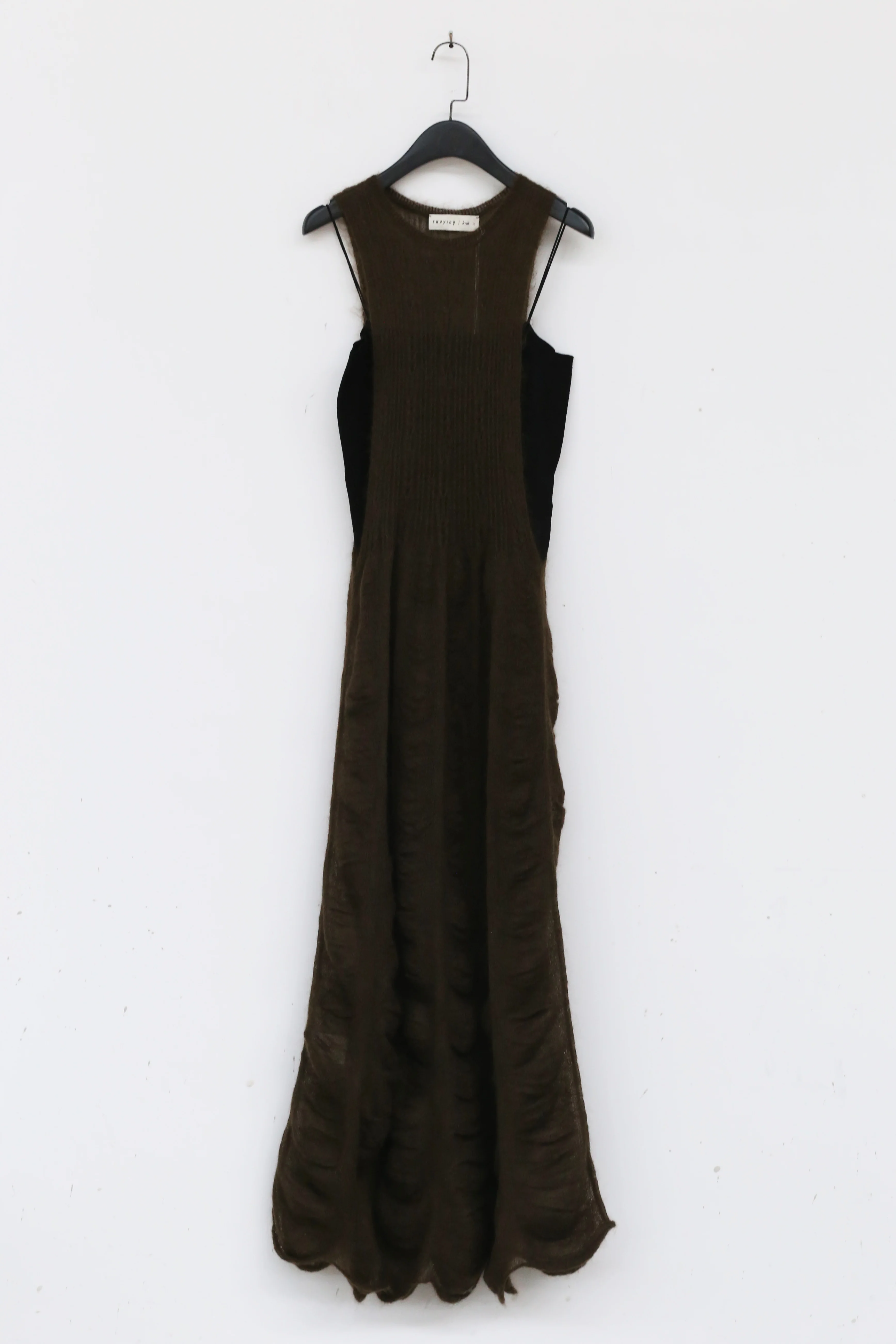 SWAYING/KNIT Pleated Sleeveless Dress (with petticoat) SW212LS11 Coffee PS19 - Image 5