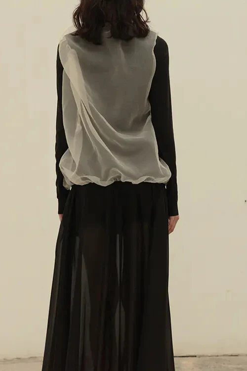 SWAYING/KNIT Pleated Top-Organza SW202SZ16 - Image 6