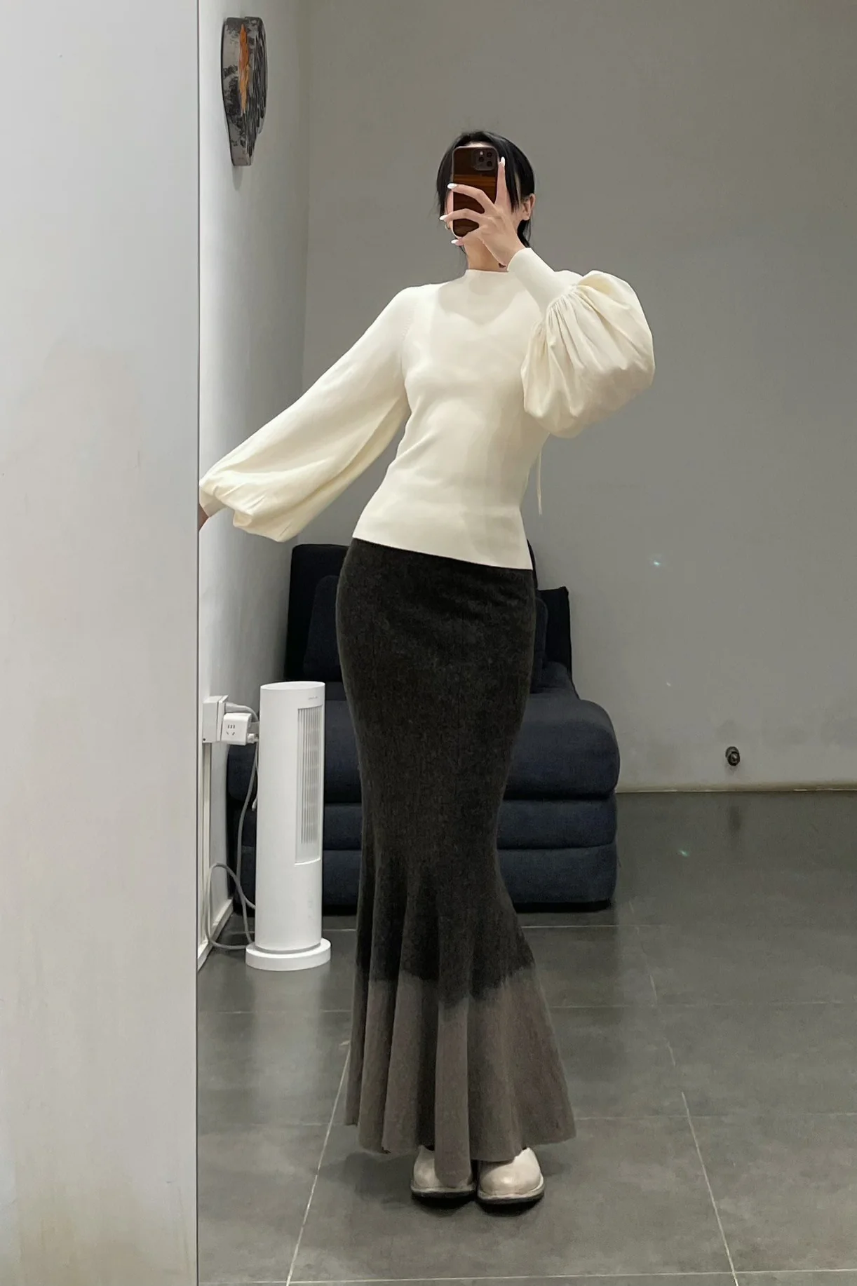 SWAYING/KNIT profile cuffed long-sleeved slim fit pullover SW-SW24RE1T07-YABAI tooth white PS11 - Image 15