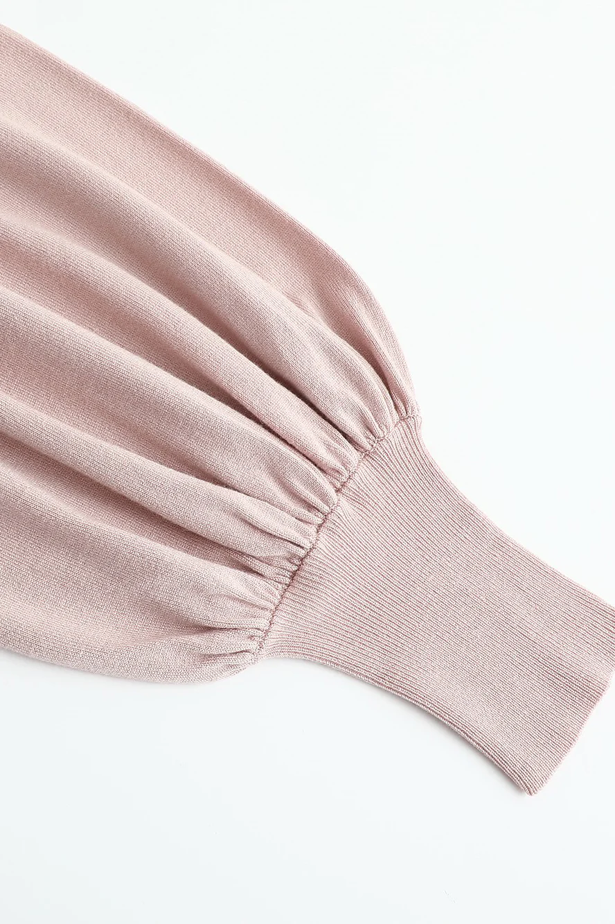 SWAYING/KNIT profile cuffed long-sleeved slim fit pullover SW24RE1T08 light pink PS11 - Image 12