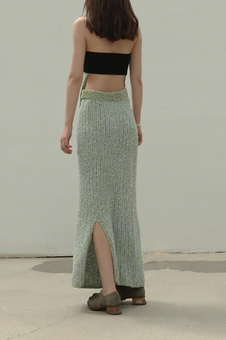 SWAYING/KNIT rear slit straight skirt SW211XZ28 - Image 6