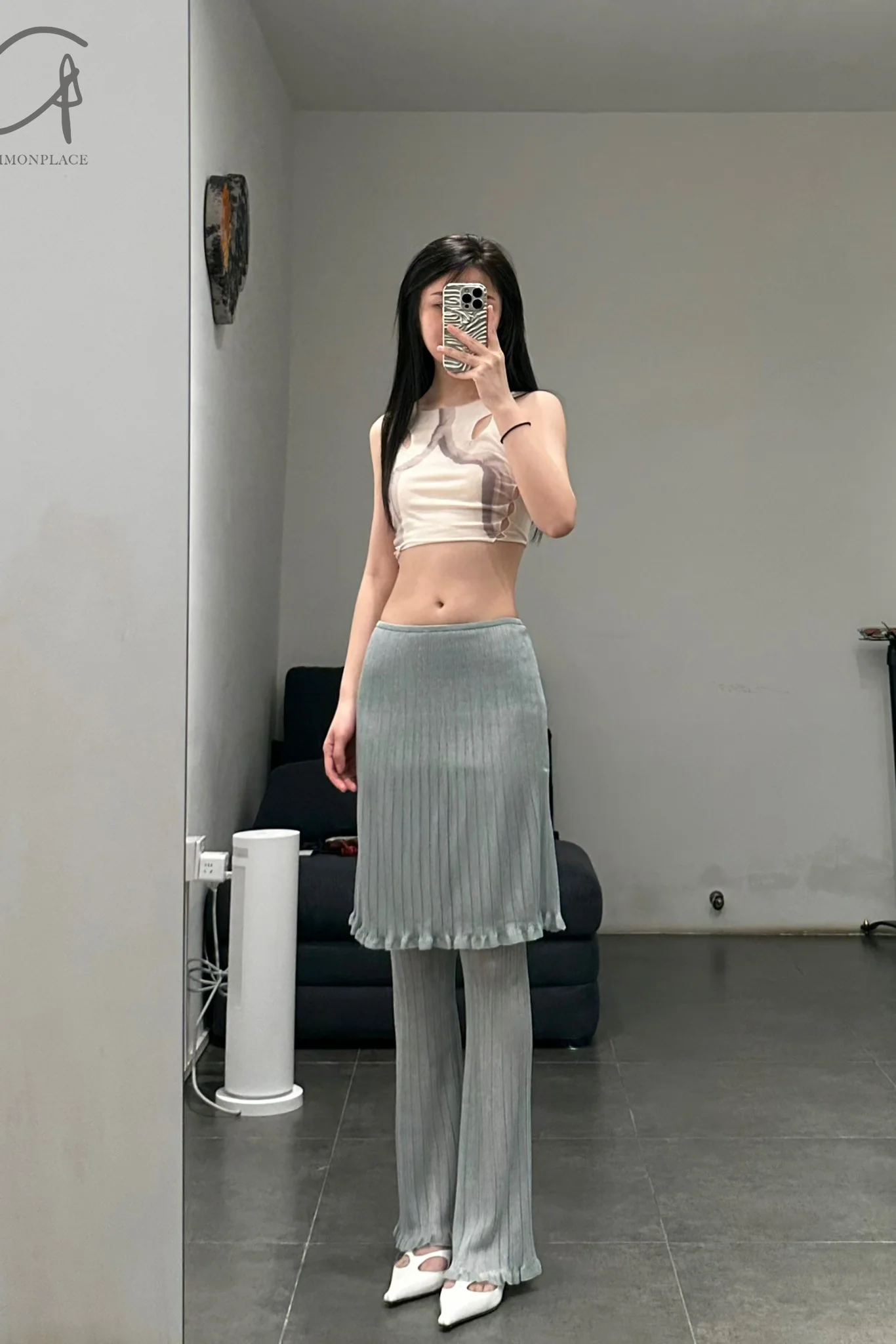 SWAYING/KNIT Robin Skirt (with shorts) SW23SS3B09 Mist Blue PS58 - Image 6