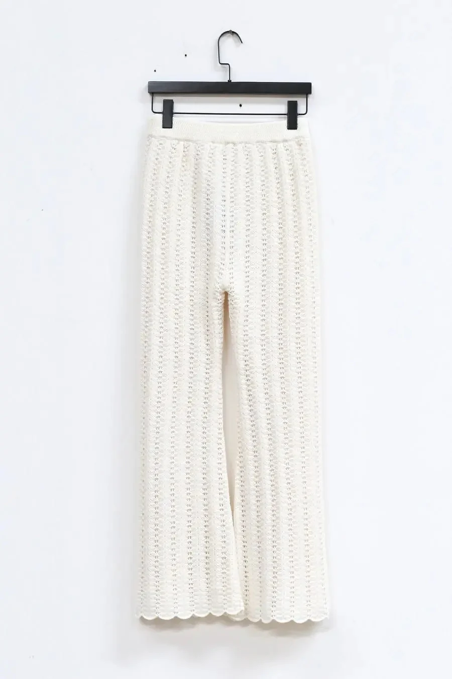 SWAYING/KNIT Scalloped fishbone trousers SW22AW3B25 White - Image 11