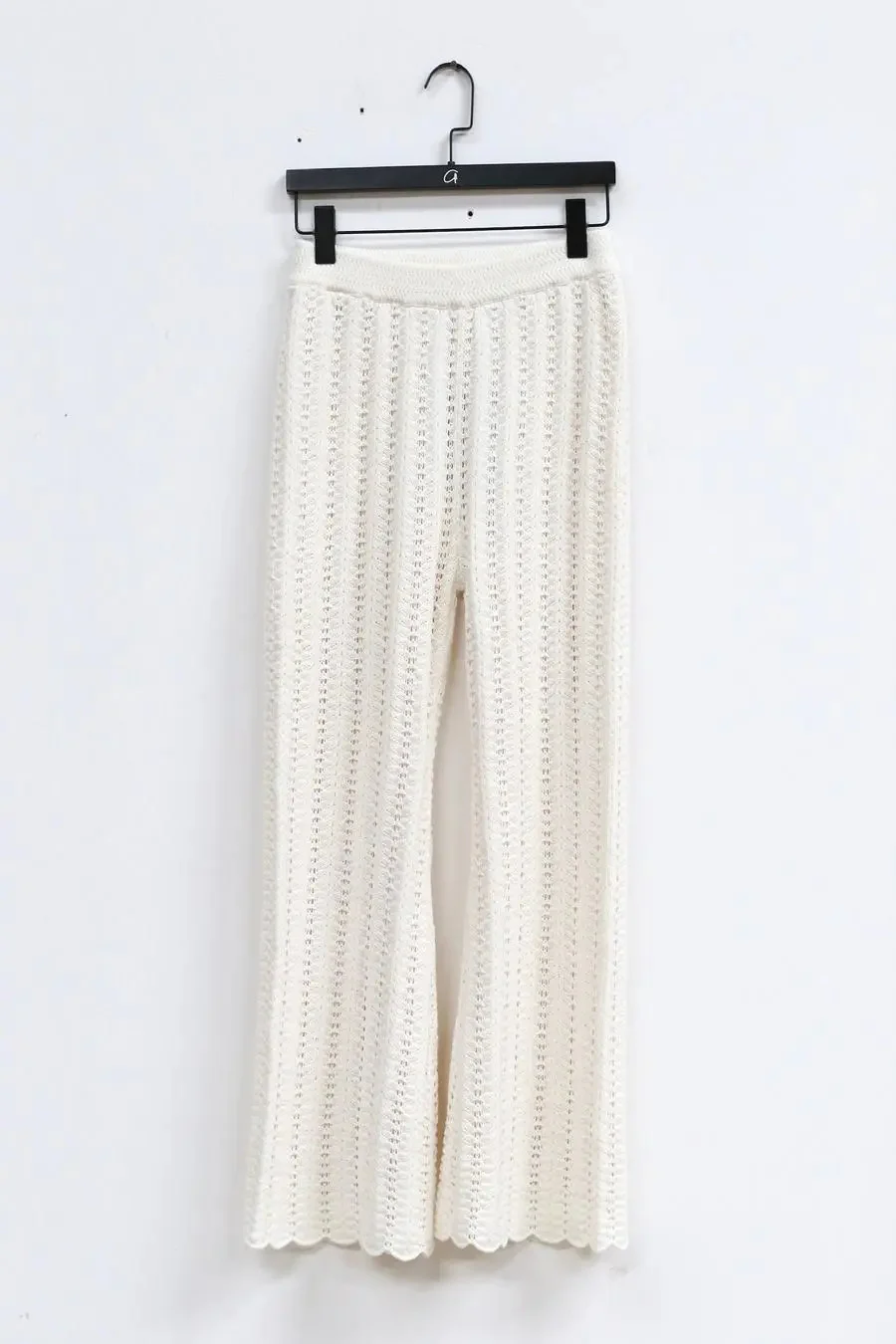 SWAYING/KNIT Scalloped fishbone trousers SW22AW3B25 White - Image 8