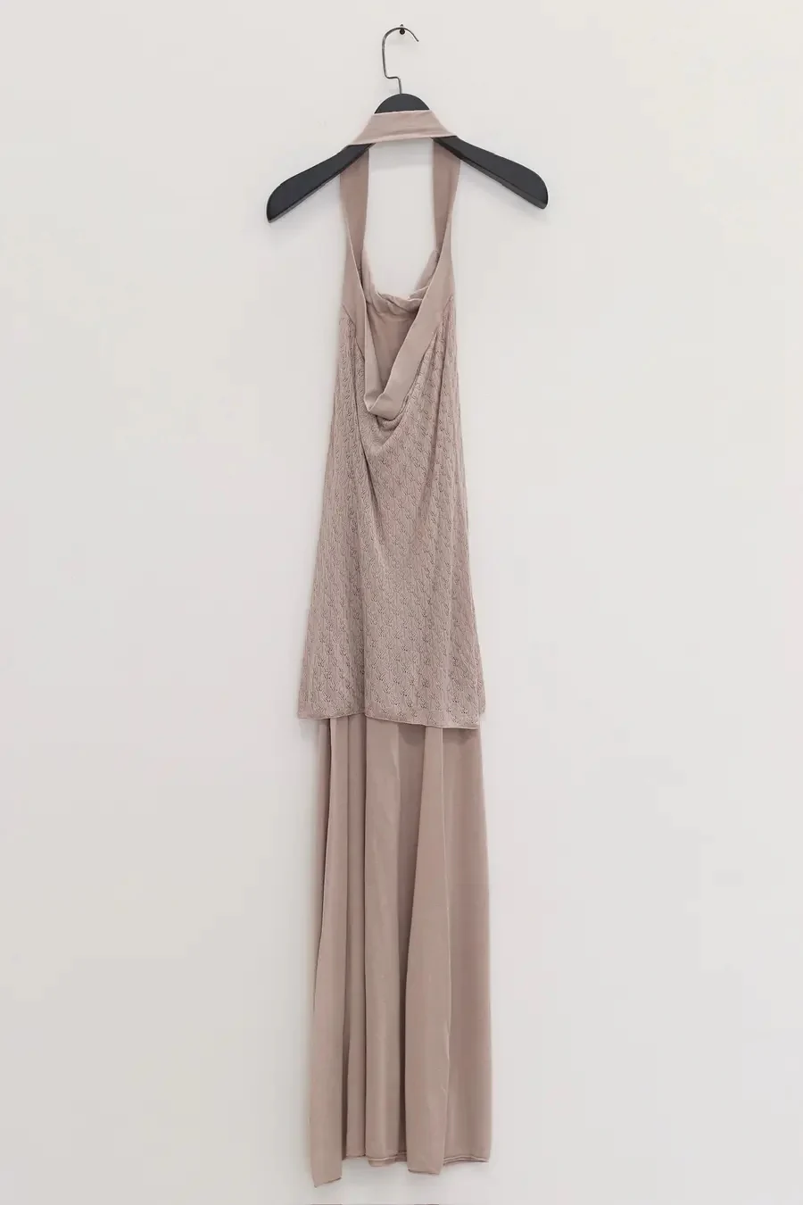 SWAYING/KNIT seamless halter neck long skirt SW24SS2L17 almond color PS68 - Image 11