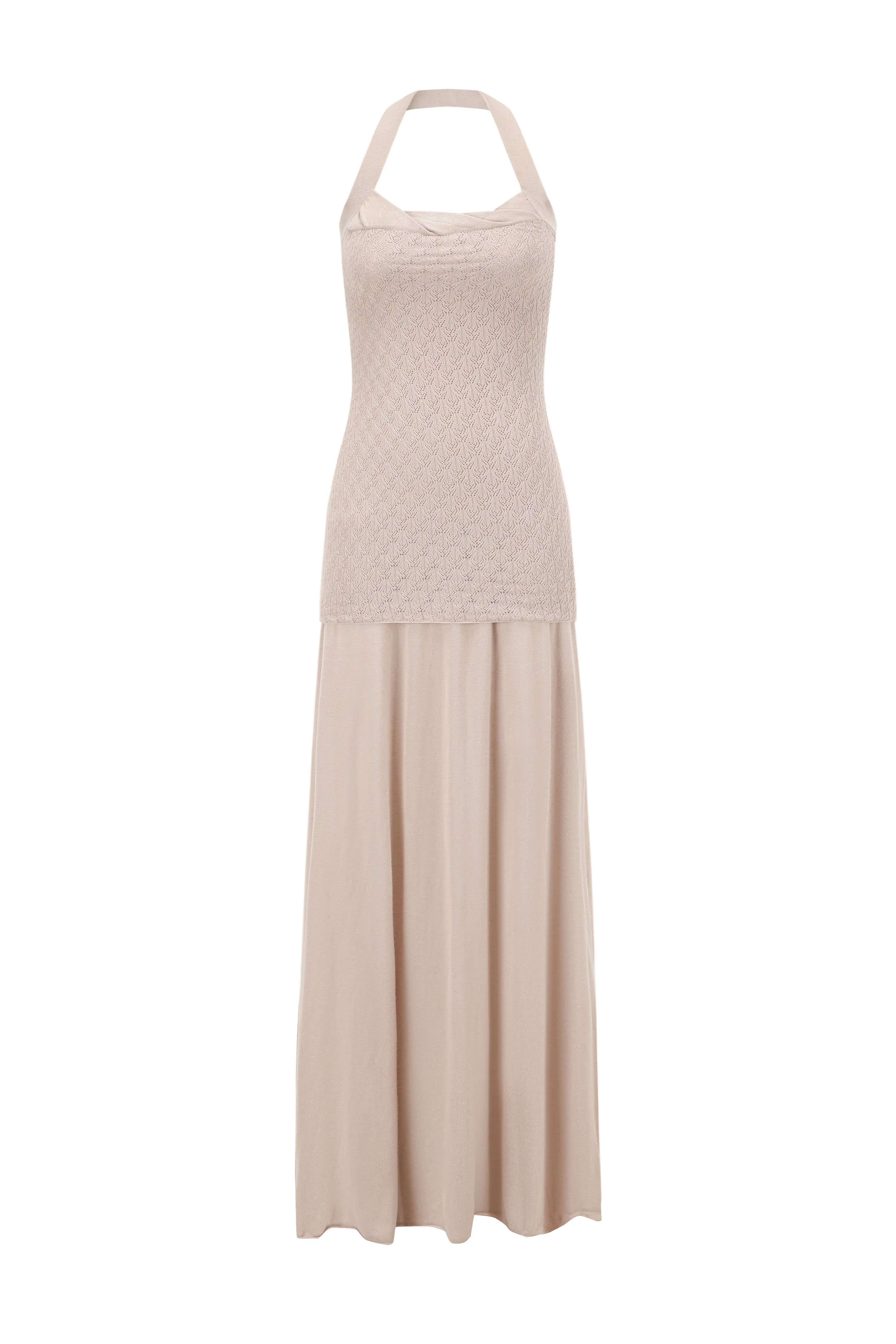SWAYING/KNIT seamless halter neck long skirt SW24SS2L17 almond color PS68 - Image 6