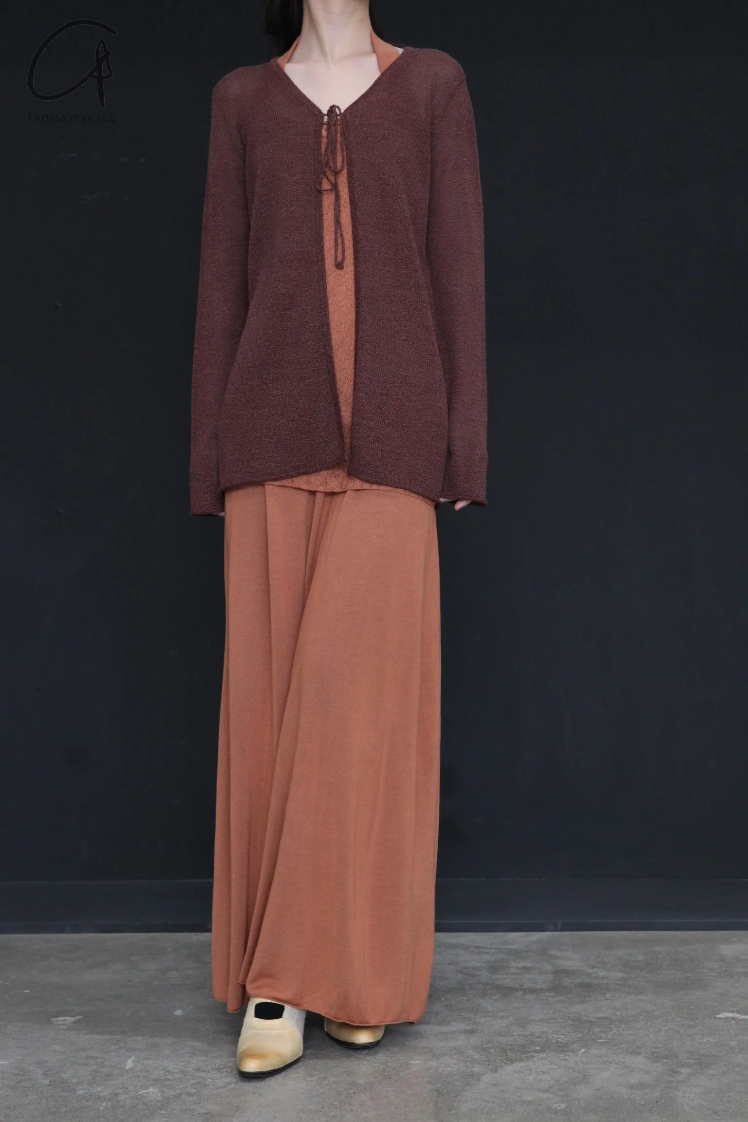 SWAYING/KNIT seamless halter neck long skirt SW24SS2L18 clay color PS68 - Image 3