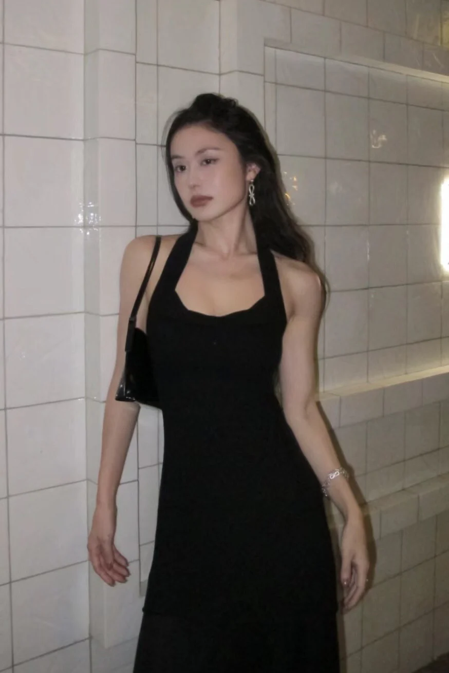 SWAYING/KNIT seamless halter neck long skirt SW24SS2L19 black PS68 - Image 17