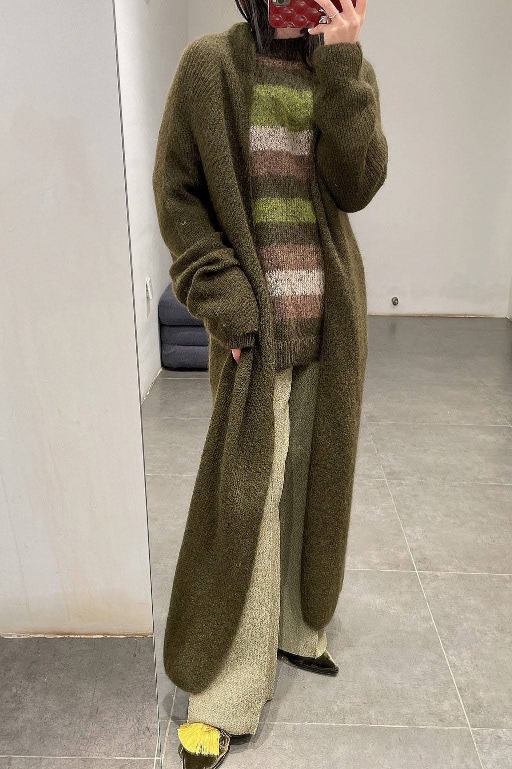 SWAYING/KNIT Seamless Mohair Long Suit SW212SZ71 Brown PS38 - Image 6