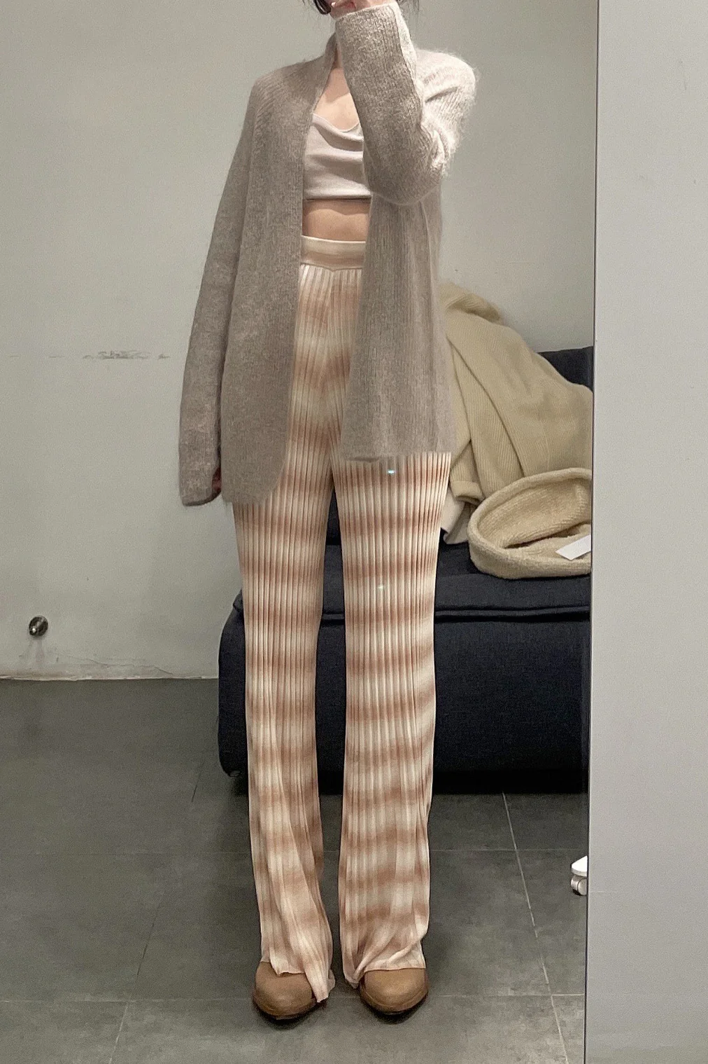 SWAYING/KNIT Seamless Mohair Suit SW211SZ32 Camel PS16 - Image 3