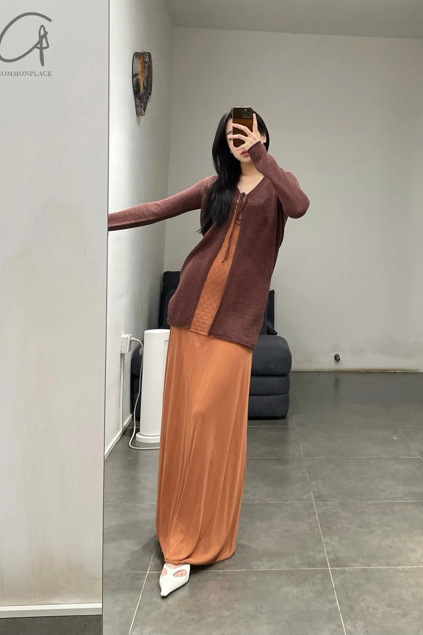 SWAYING/KNIT seamless tie long-sleeved cardigan SW24SS1T71 brown PS77 - Image 17