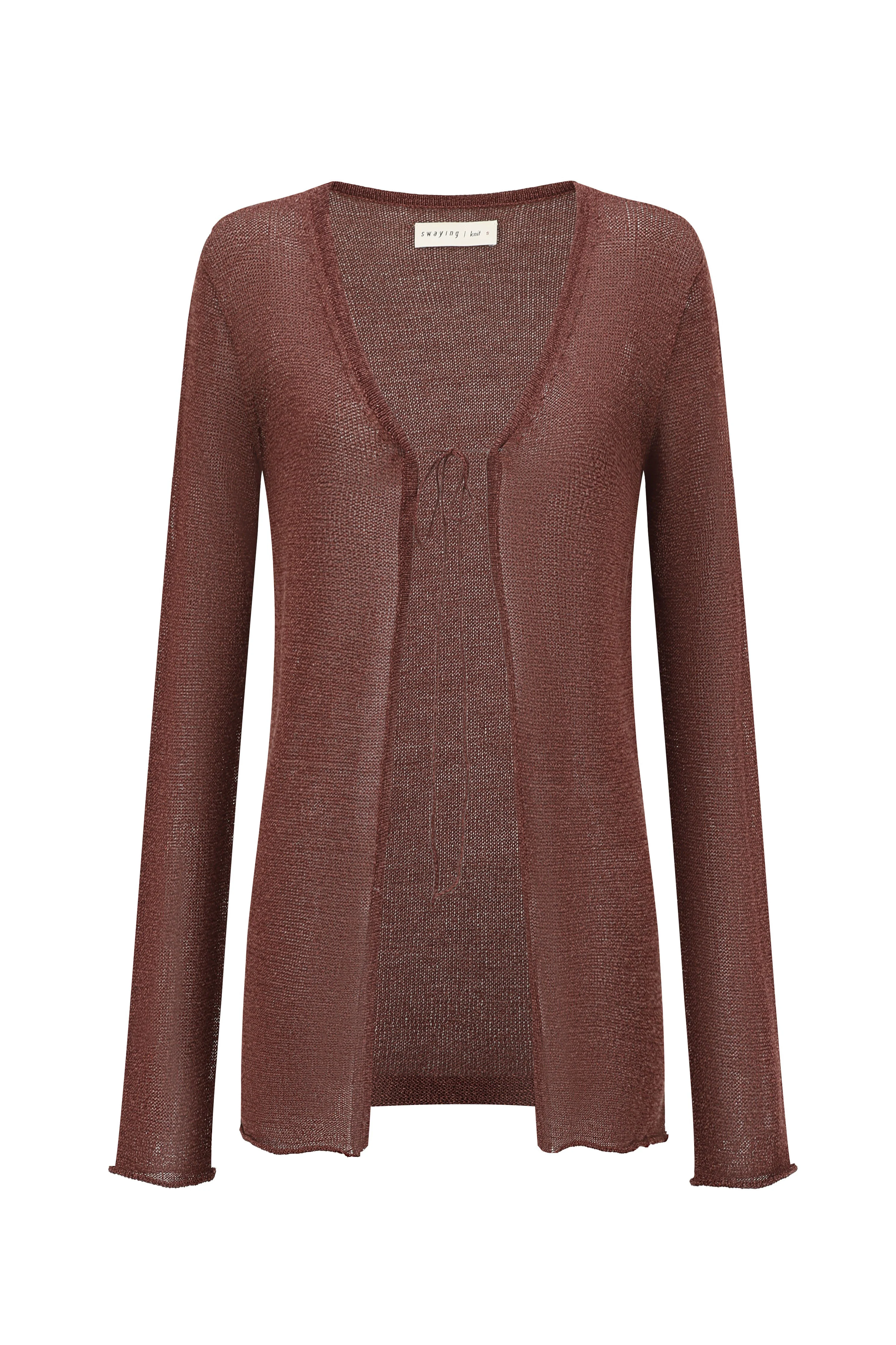 SWAYING/KNIT seamless tie long-sleeved cardigan SW24SS1T71 brown PS77 - Image 5
