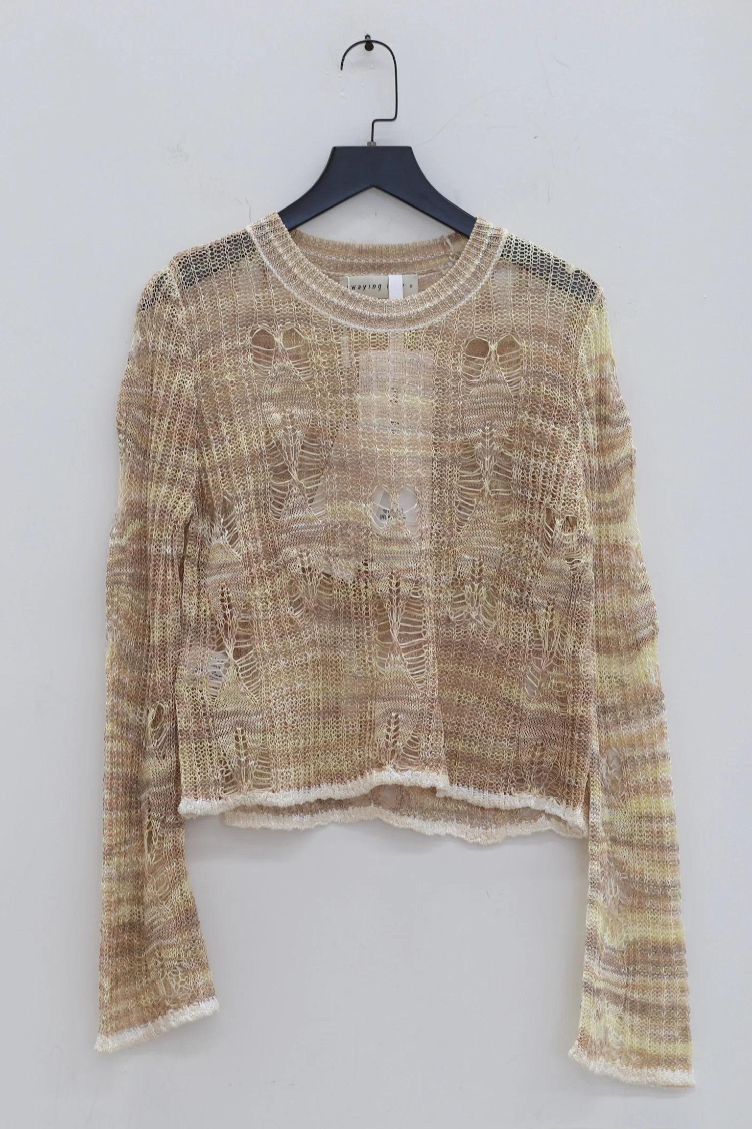 SWAYING/KNIT section dyed hollow bottoming shirt SW-SW24SS1T61-QIANZONG light brown PS86 - Image 3
