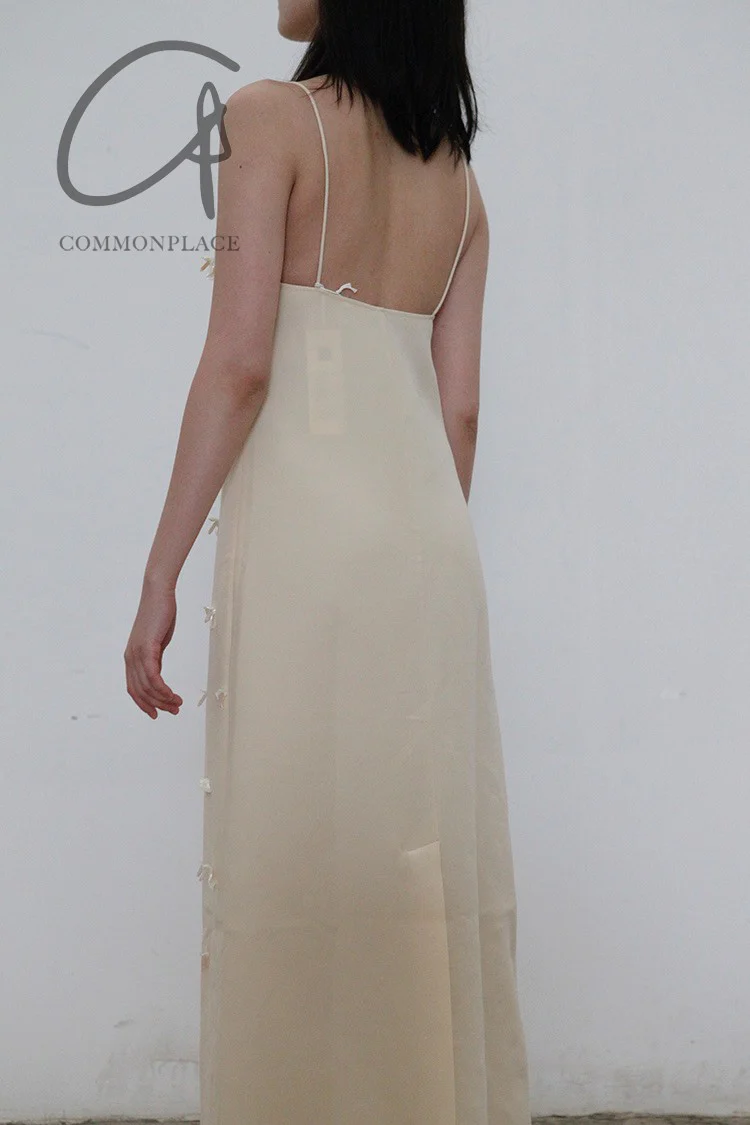 SWAYING/KNIT Shell Embroidered Silk and Wool Dress SW22SSL43 Off-White - Image 2