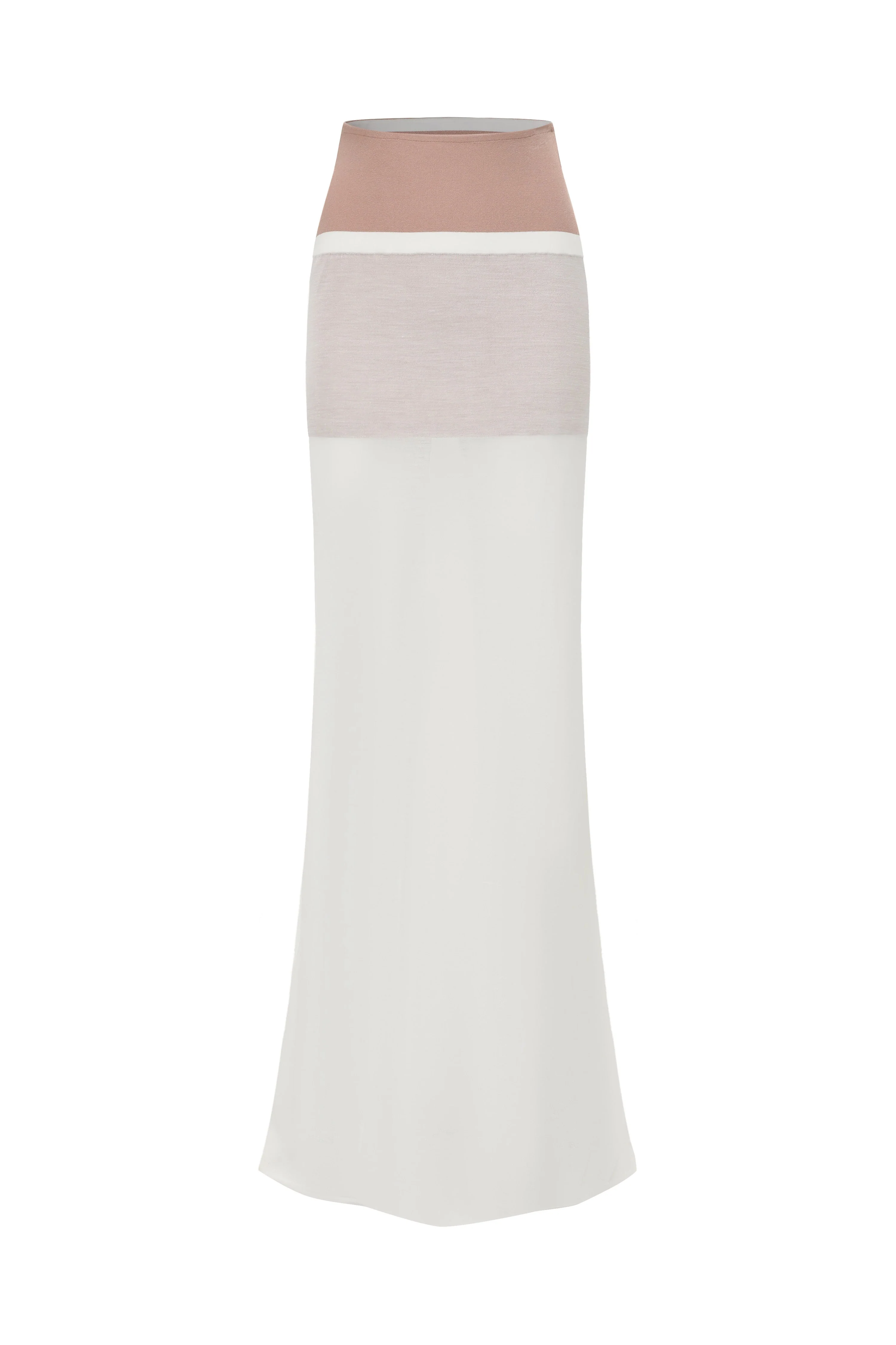 SWAYING/KNIT silk contrast fake two-piece long skirt SW24SS3B16 white PS80