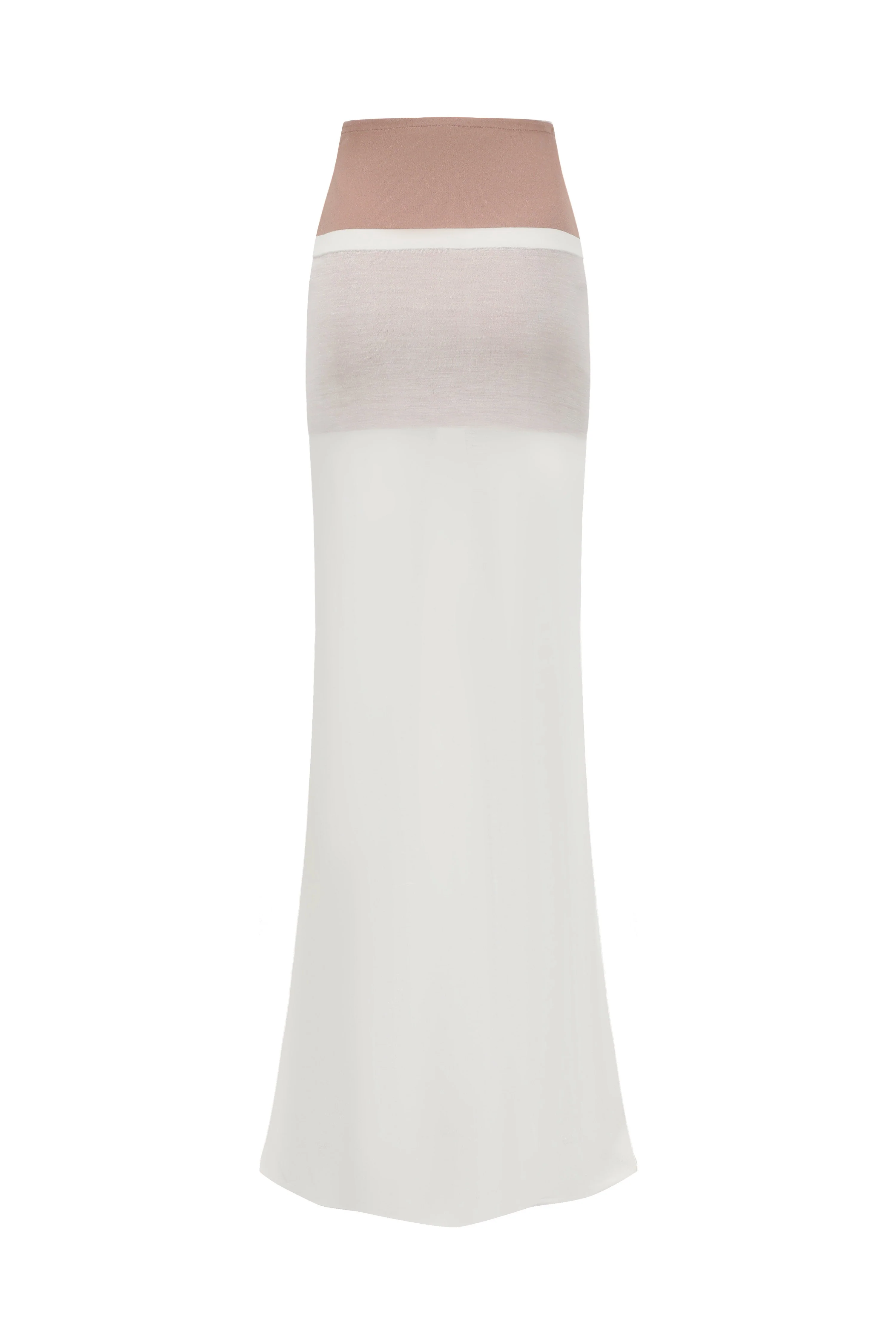 SWAYING/KNIT silk contrast fake two-piece long skirt SW24SS3B16 white PS80 - Image 2