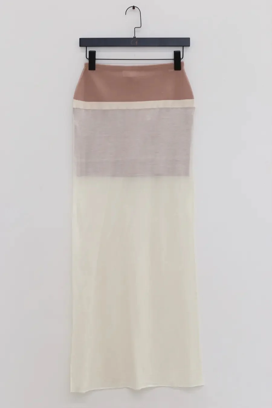SWAYING/KNIT silk contrast fake two-piece long skirt SW24SS3B16 white PS80 - Image 3