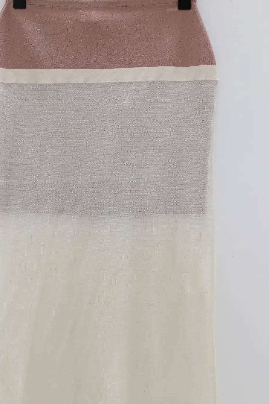 SWAYING/KNIT silk contrast fake two-piece long skirt SW24SS3B16 white PS80 - Image 4