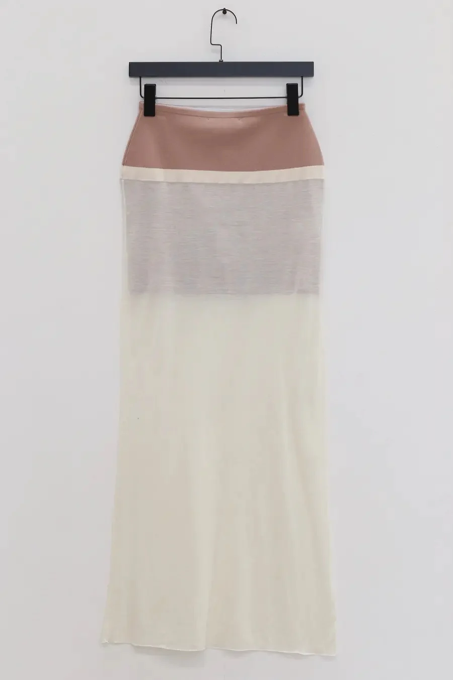 SWAYING/KNIT silk contrast fake two-piece long skirt SW24SS3B16 white PS80 - Image 6