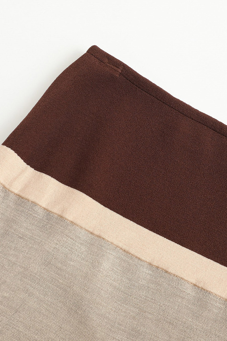 SWAYING/KNIT silk contrast fake two-piece long skirt SW24SS3B17 skin color PS80 - Image 10