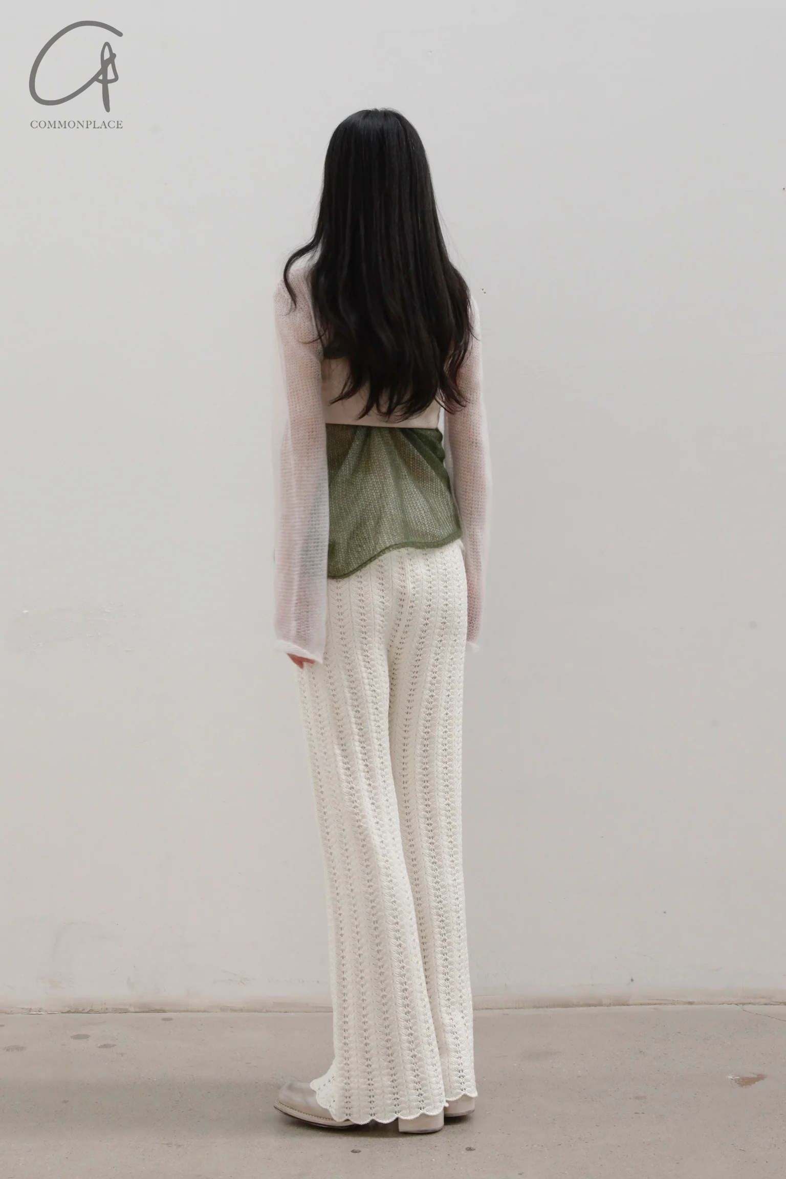 SWAYING/KNIT Slightly Transparent Mohair 2 Piece Set (with Bra) SW22AW1T25 White/Green PS52 - Image 6
