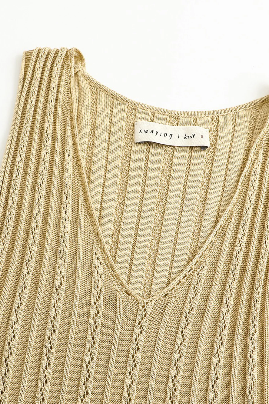 SWAYING/KNIT striped contrast sleeveless dress SW24SS2L03 ginger/black - Image 6