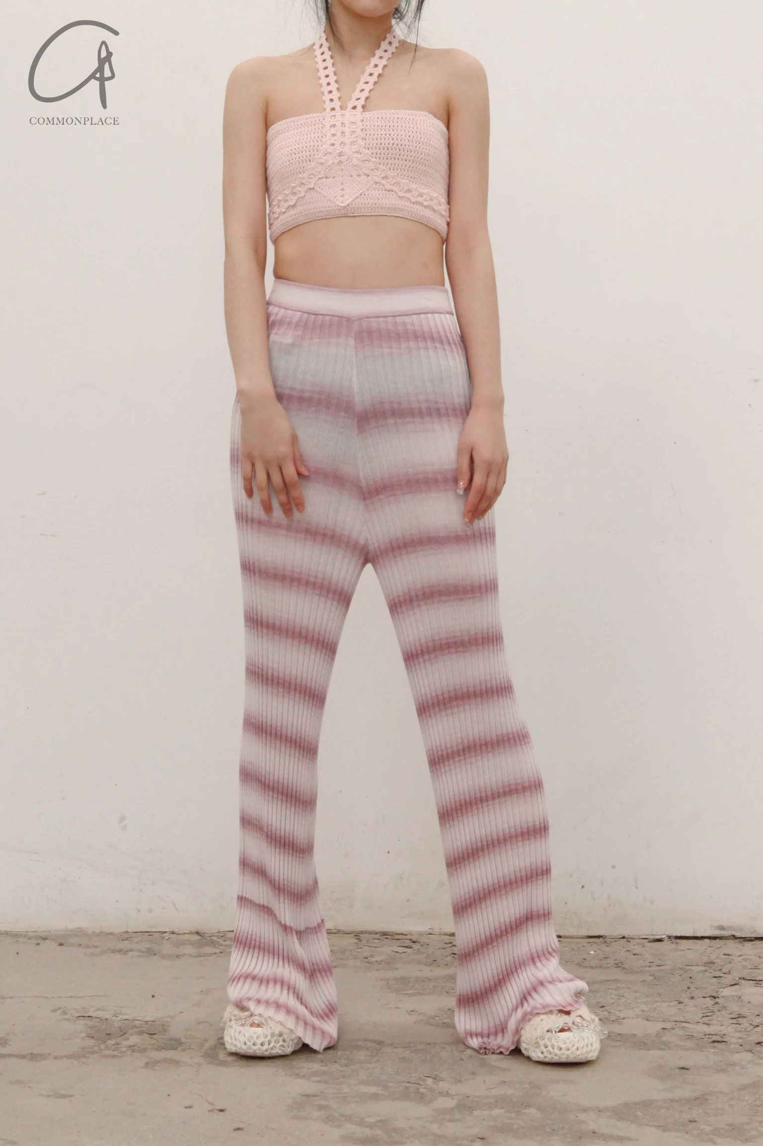 SWAYING/KNIT Striped Flared Pants SW-SW211XZ14-ZI Purple PS18 - Image 4