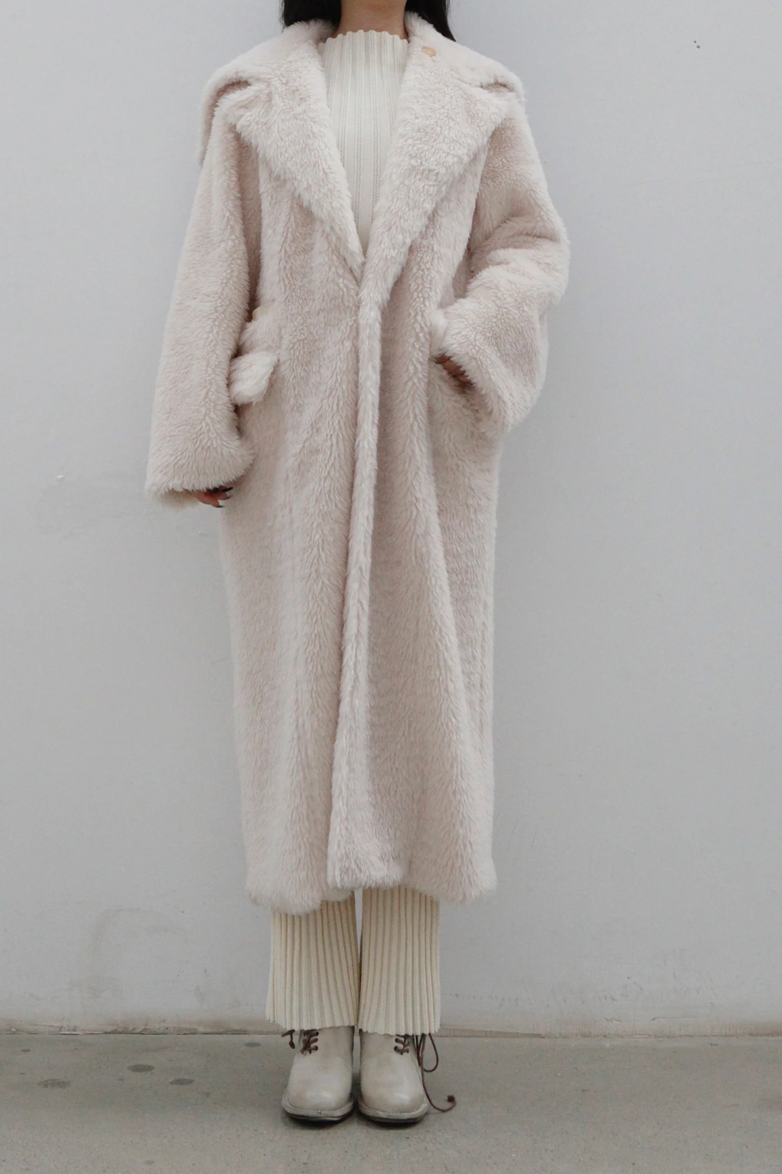 SWAYING/KNIT striped perforated straight-leg pants SW22AW3B10 light beige - Image 4