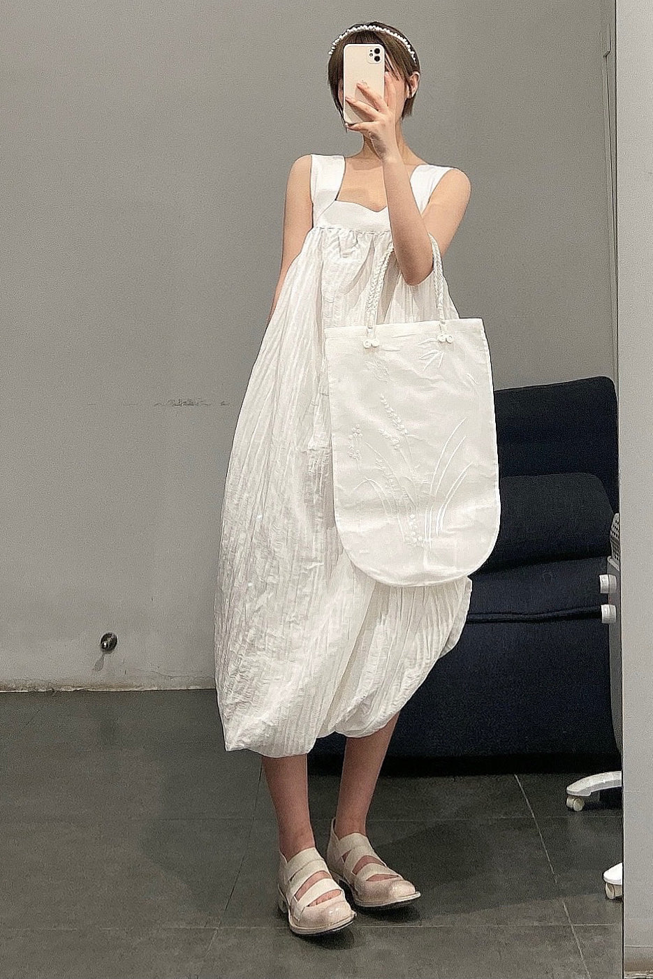 SWAYING/KNIT SW211LS16 Silk Pleated Vest Dress - Image 12