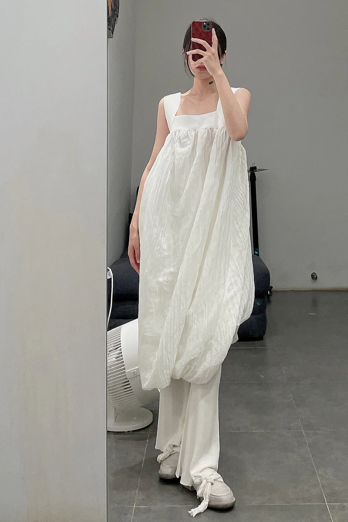 SWAYING/KNIT SW211LS16 Silk Pleated Vest Dress - Image 6