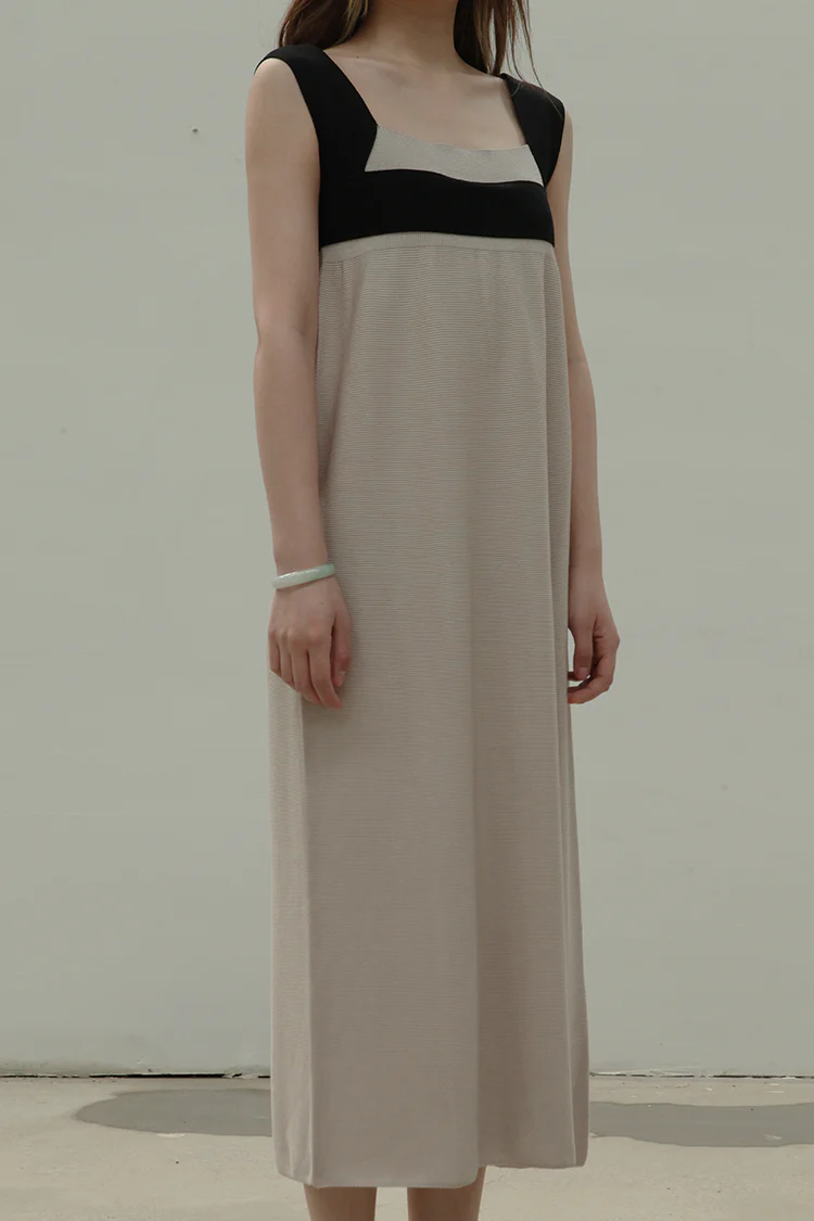 SWAYING/KNIT SW211LS23 Silk contrast color shoulder strap skirt PS7 - Image 2