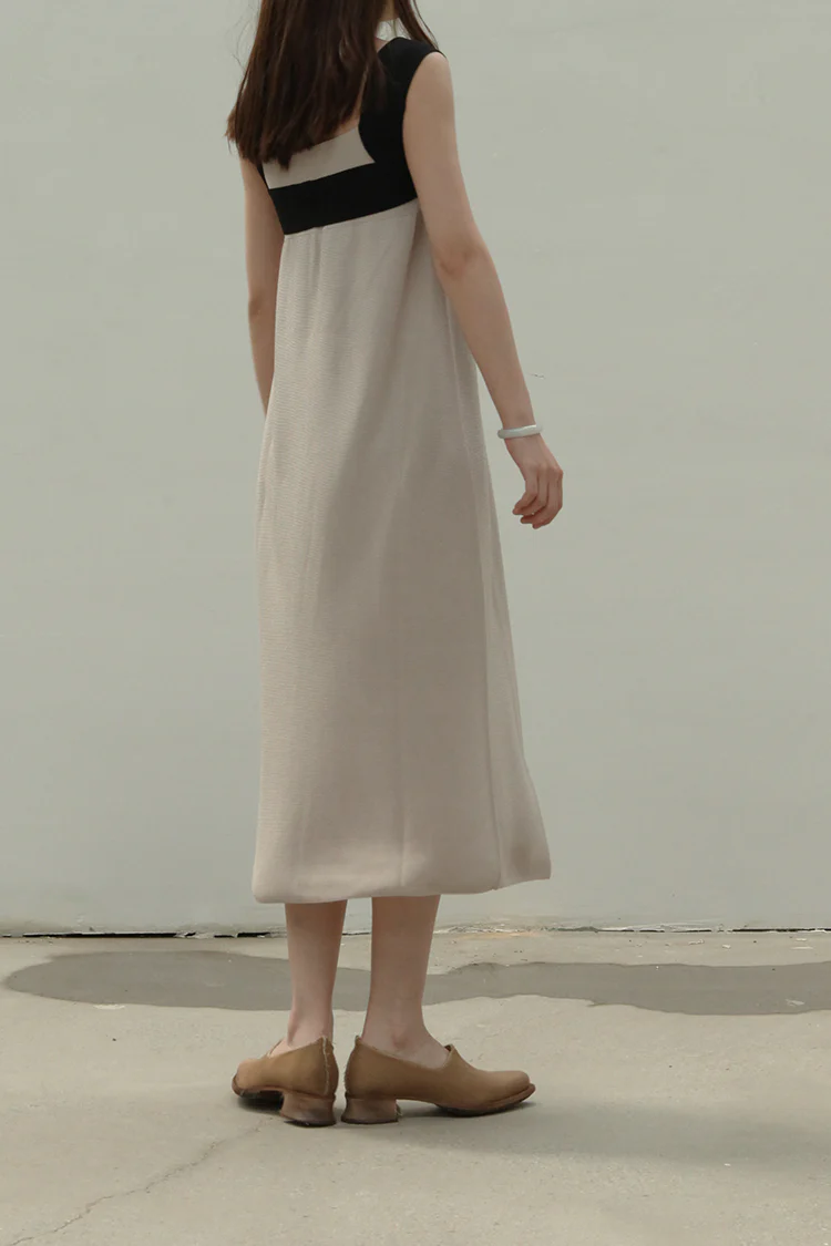 SWAYING/KNIT SW211LS23 Silk contrast color shoulder strap skirt PS7 - Image 4