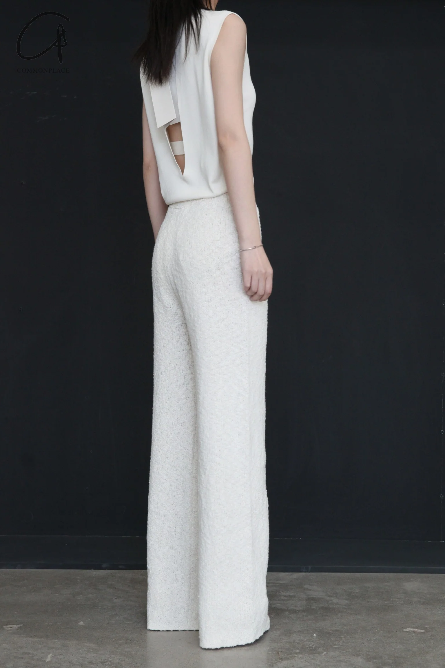 SWAYING/KNIT textured straight pants SW24SS3B11 white - Image 14