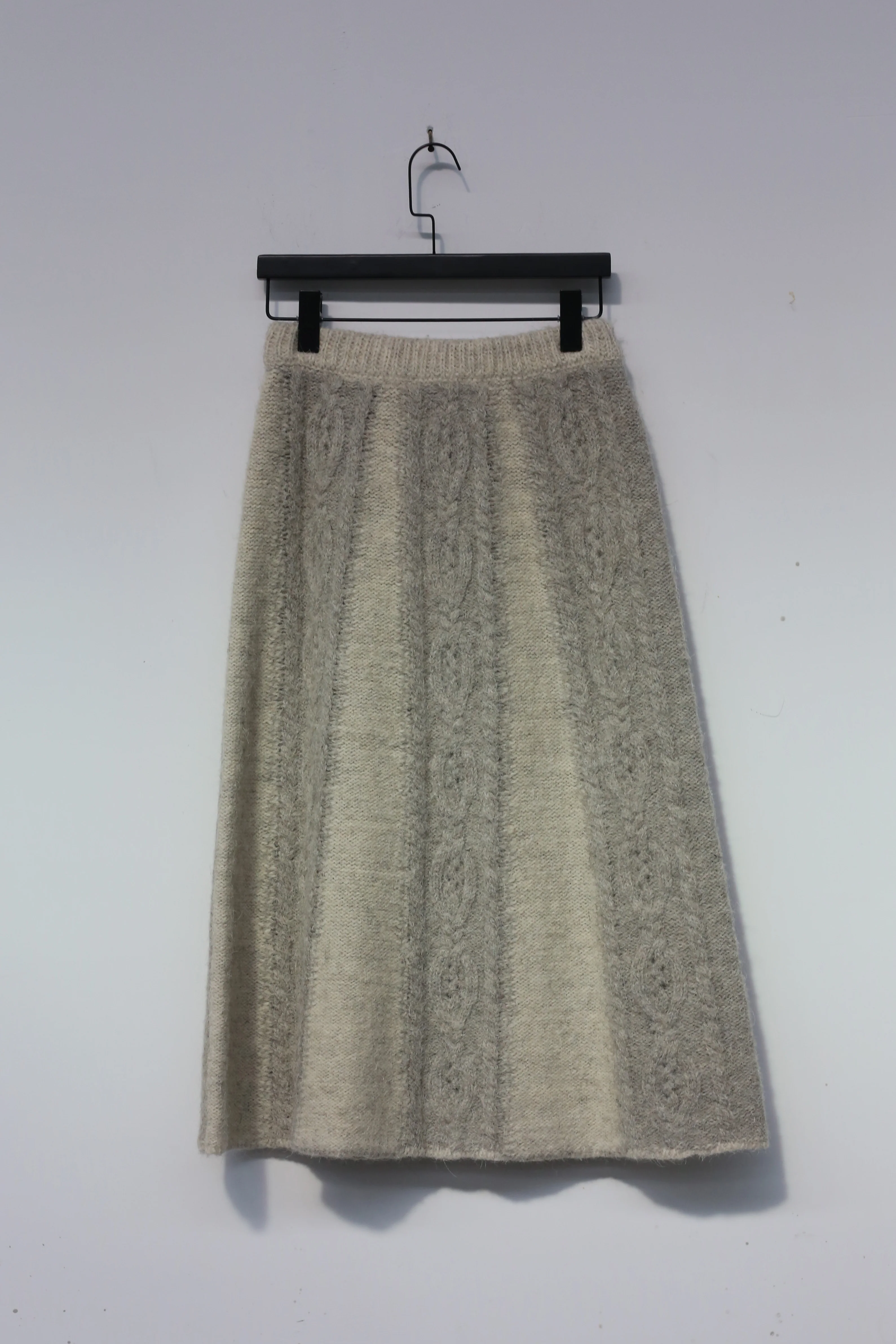 SWAYING/KNIT thick vertical stripes skirt (with petticoat) SW212XZ14 white/linen PS34 - Image 6