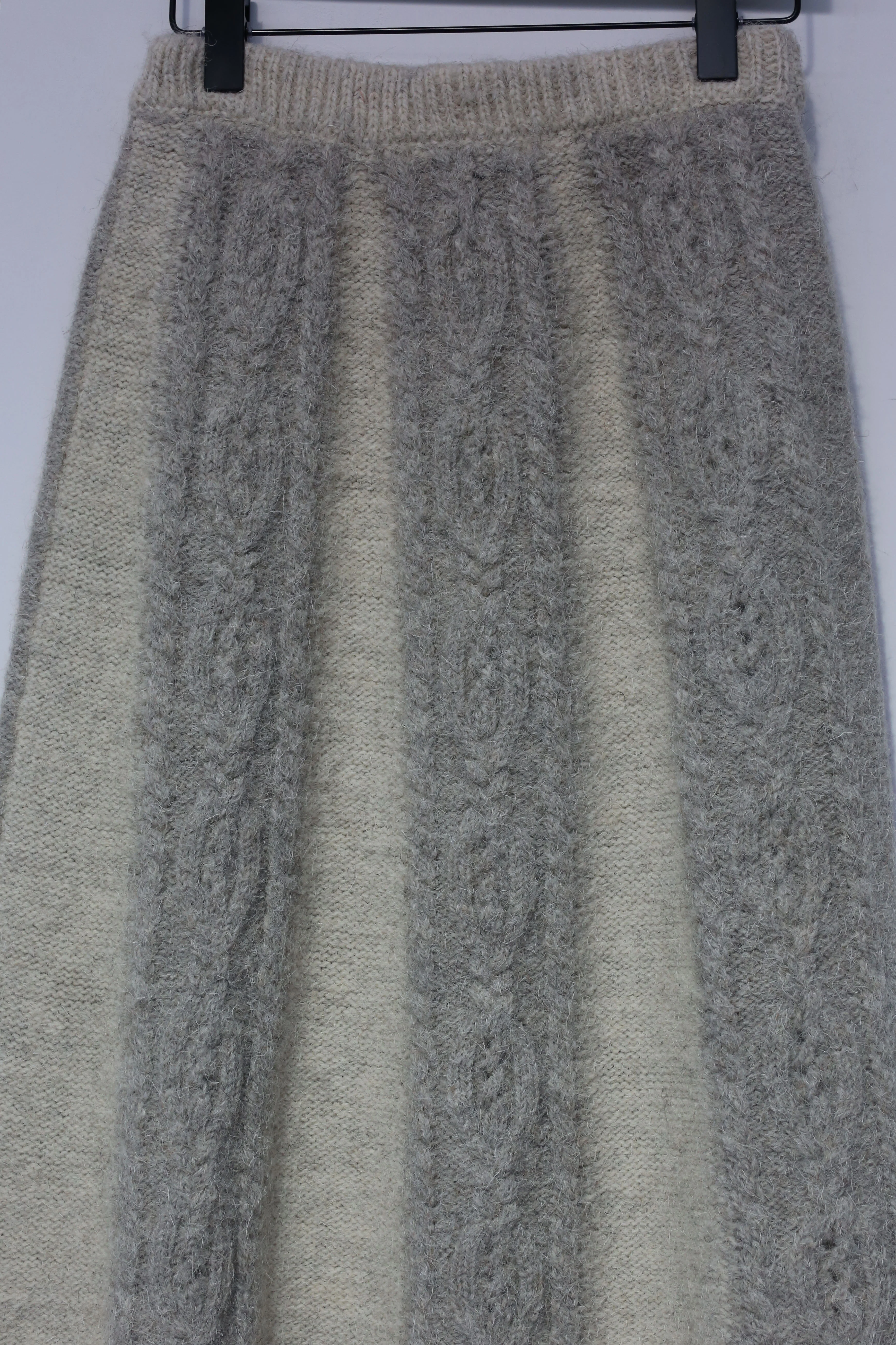 SWAYING/KNIT thick vertical stripes skirt (with petticoat) SW212XZ14 white/linen PS34 - Image 7