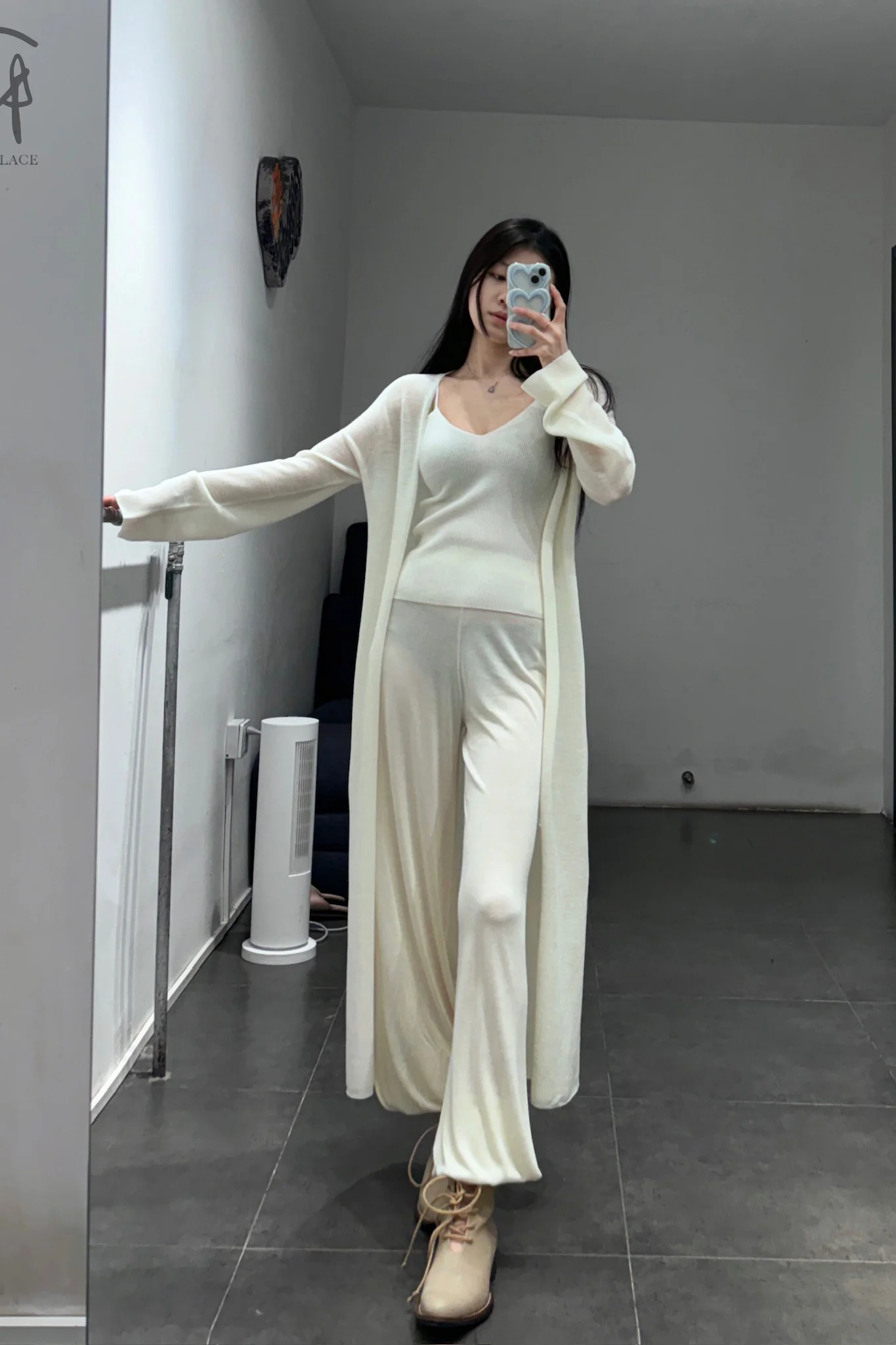 SWAYING/KNIT threaded leg straight pants SW-SW24SS3B45-YABAI tooth white - Image 12