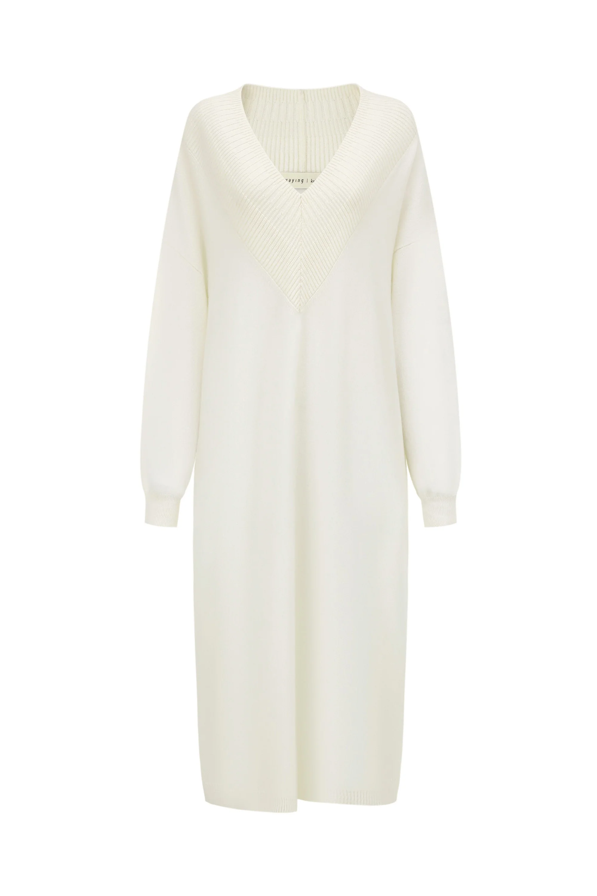 SWAYING/KNIT V-neck wide dress SW23AW2L19 white PS65 - Image 8