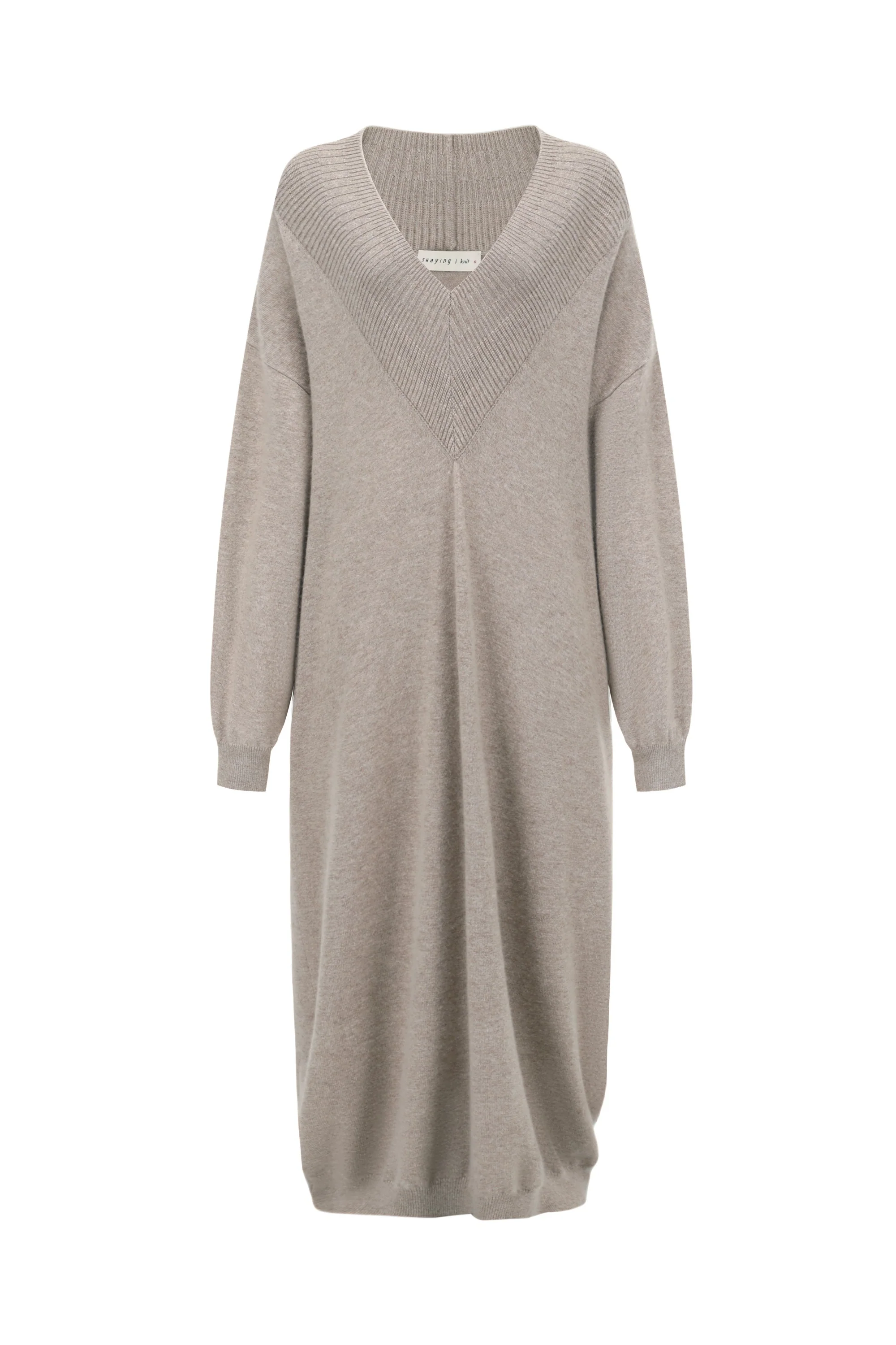 SWAYING/KNIT V-neck wide dress SW23AW2L20 camel PS65 - Image 8