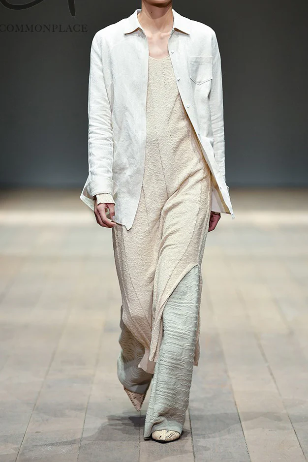 SWAYING/KNIT vertical striped V-neck structured jumpsuit SW23AW2L09 white - Image 8