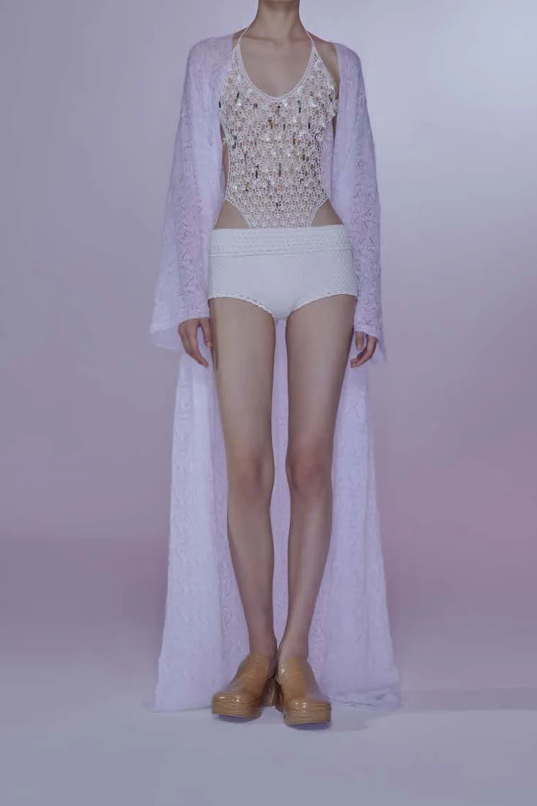 SWAYING/KNIT Waist Lace Boxer SW22SSB35 White - Image 5