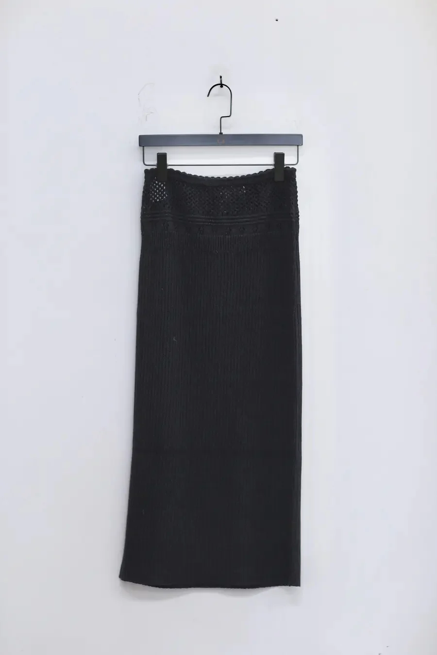 SWAYING/KNIT Waist Lace Straight Dress SW22SSB30 Black